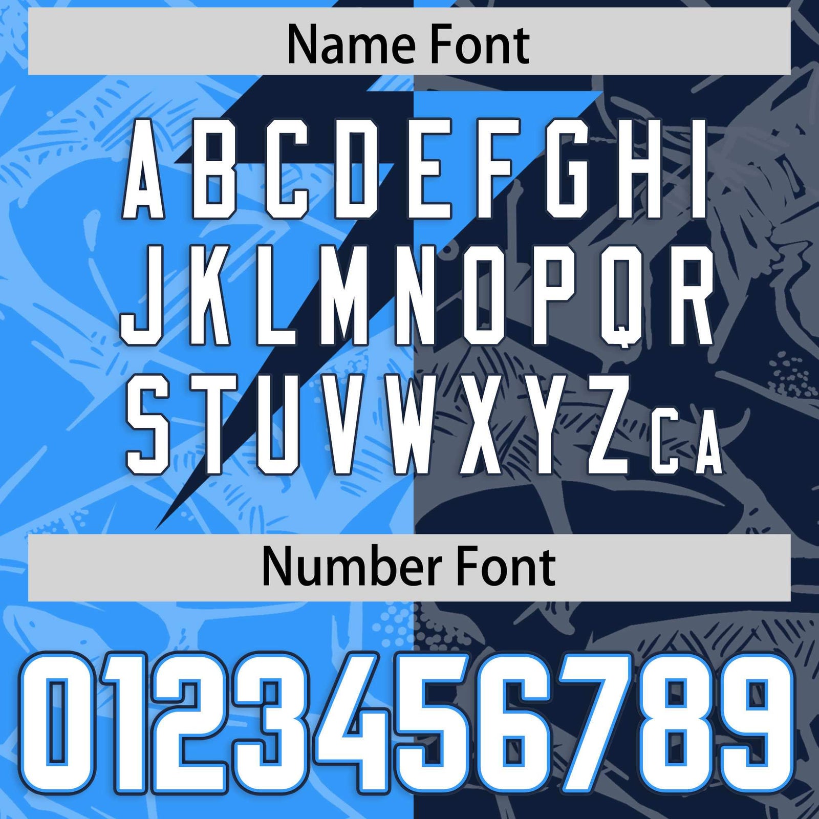 Custom Navy Light Blue Split Personalized Lightning Pattern Football Jersey