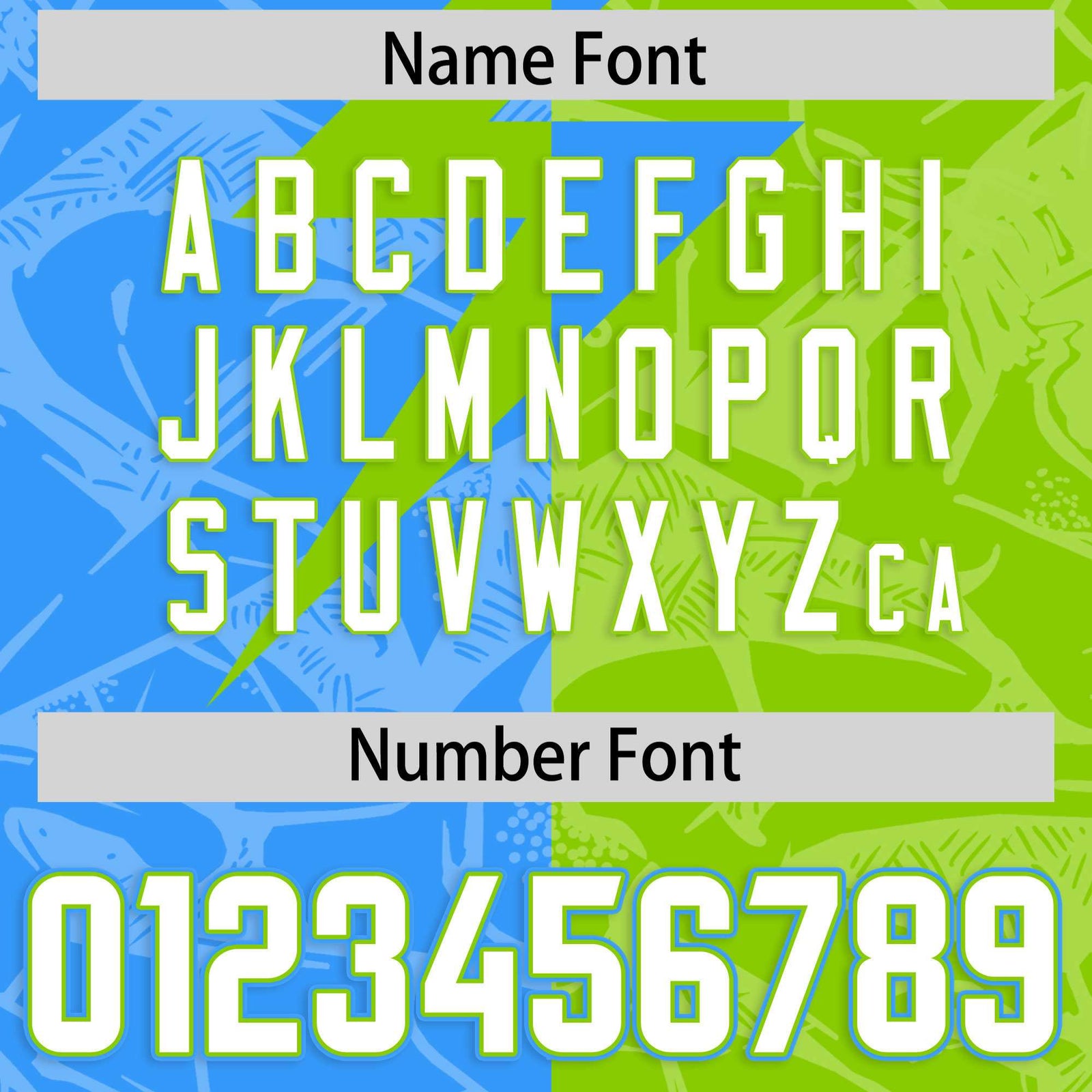 Custom Neon Green Light Blue Split Personalized Lightning Pattern Football Jersey