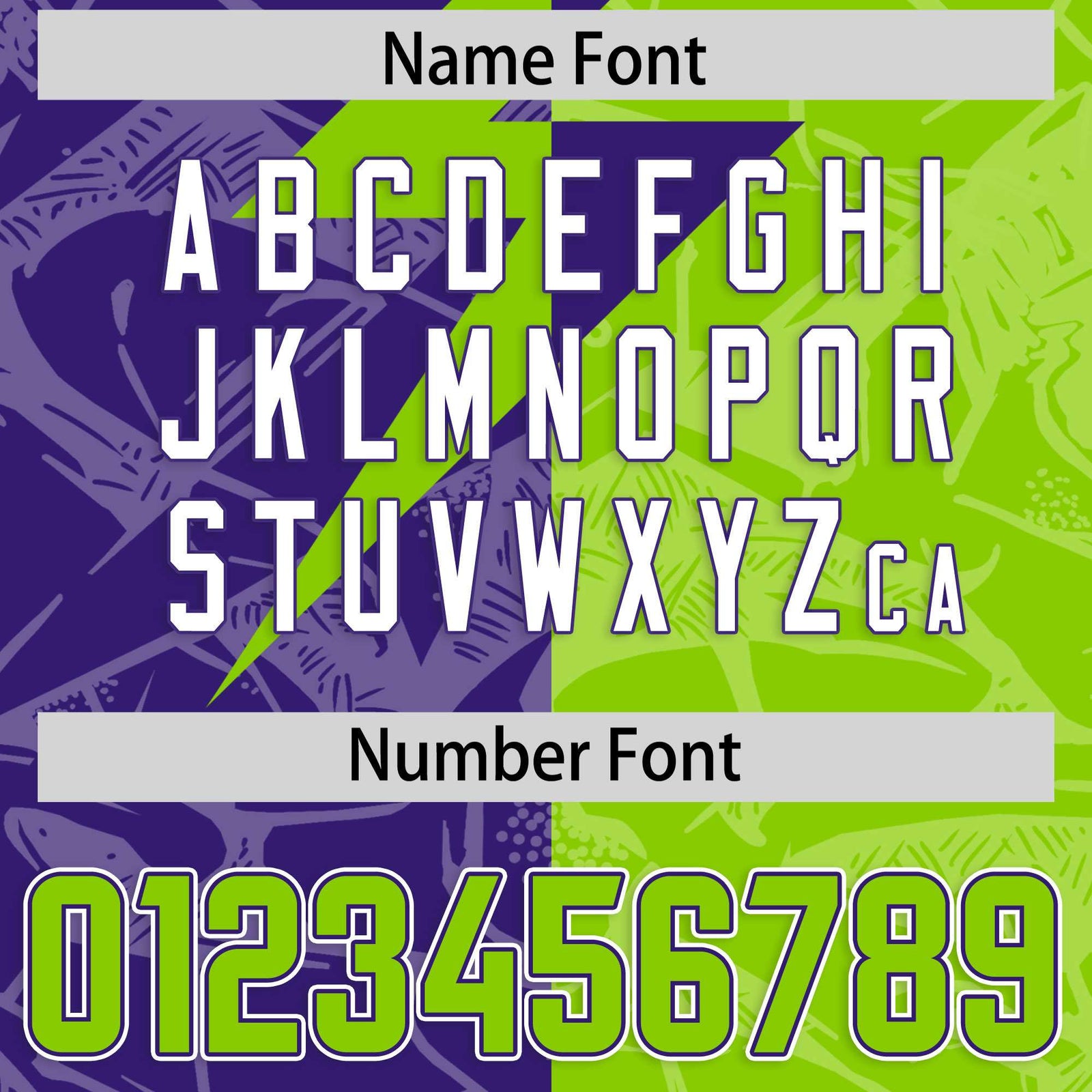 Custom Neon Green Purple Split Personalized Lightning Pattern Football Jersey