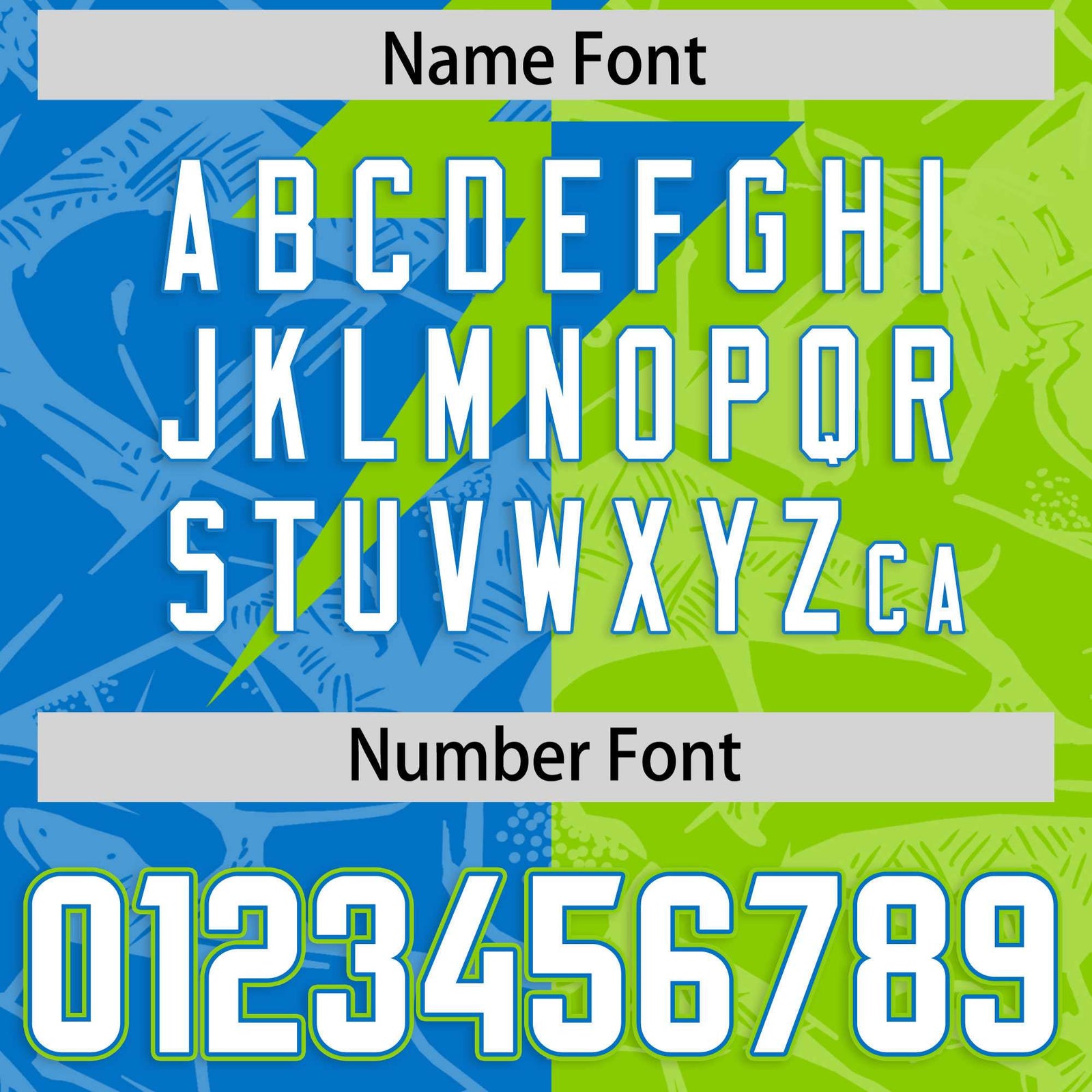 Custom Neon Green Panther Blue Split Personalized Lightning Pattern Football Jersey