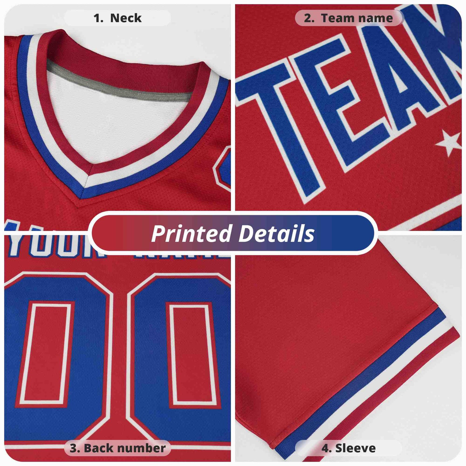 Custom Red Navy Split Personalized Lightning Pattern Football Jersey