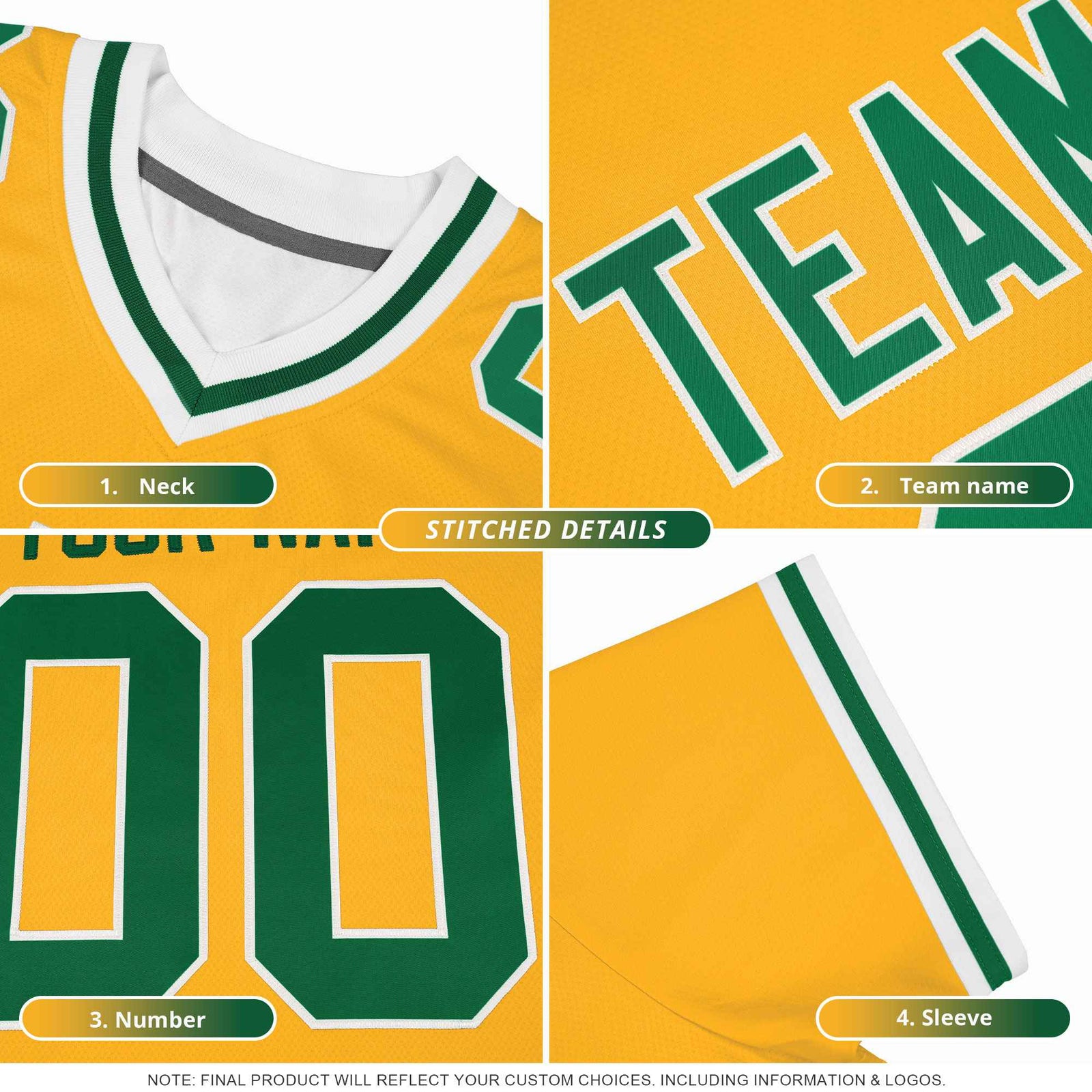Custom Yellow White Split Personalized Lightning Pattern Football Jersey