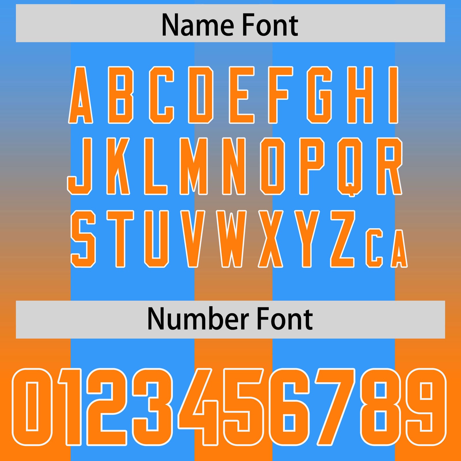 Custom Light Blue Orange Vertical Width Stripe Gradient Fashion Personalized Team Football Jersey