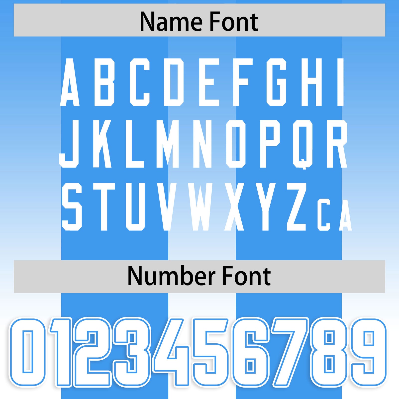 Custom Light Blue White Vertical Width Stripe Gradient Fashion Personalized Team Football Jersey