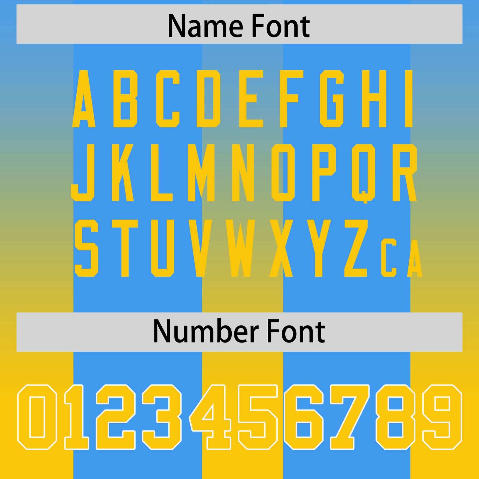 Custom Light Blue Yellow Vertical Width Stripe Gradient Fashion Personalized Team Football Jersey