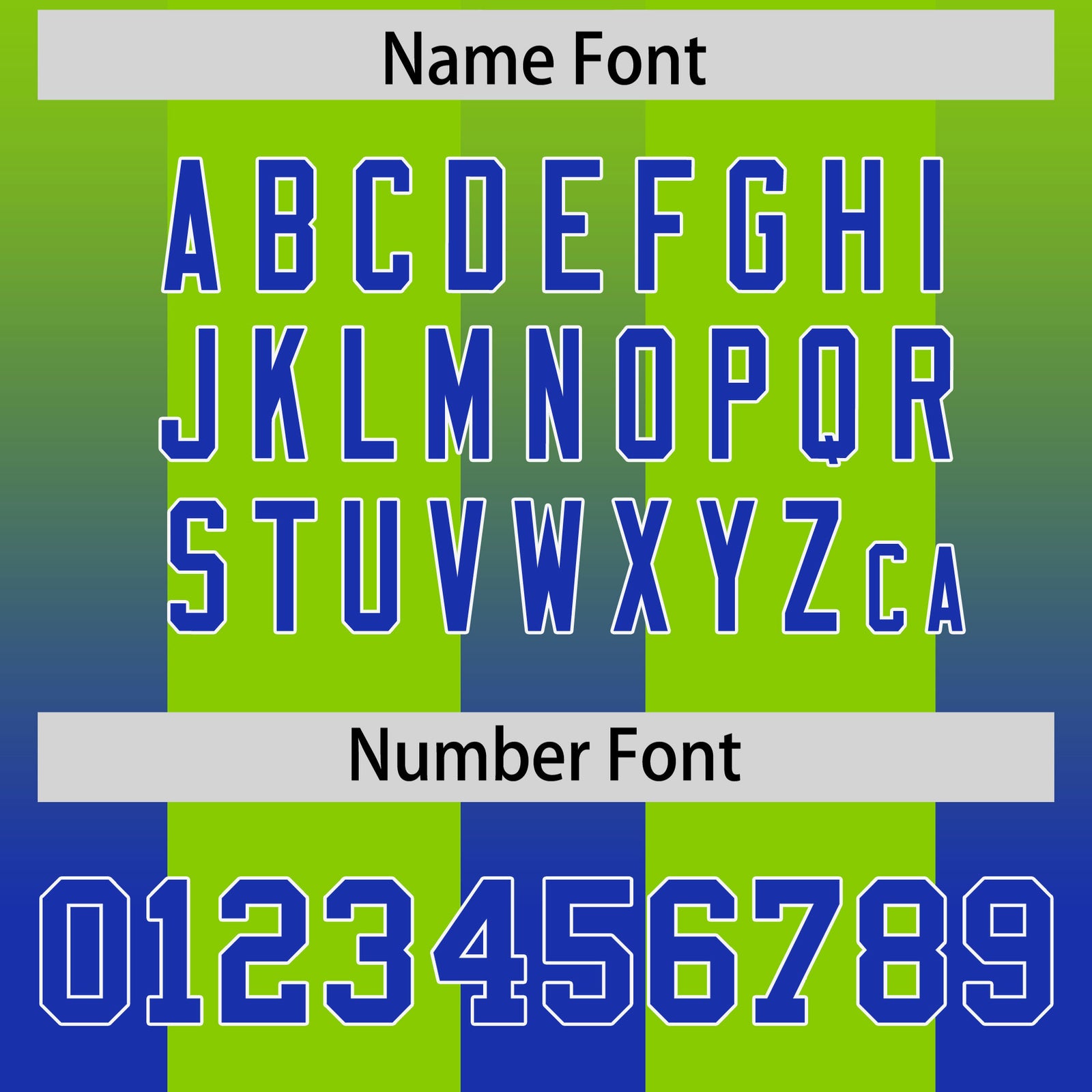 Custom Neon Green Royal Vertical Width Stripe Gradient Fashion Personalized Team Football Jersey