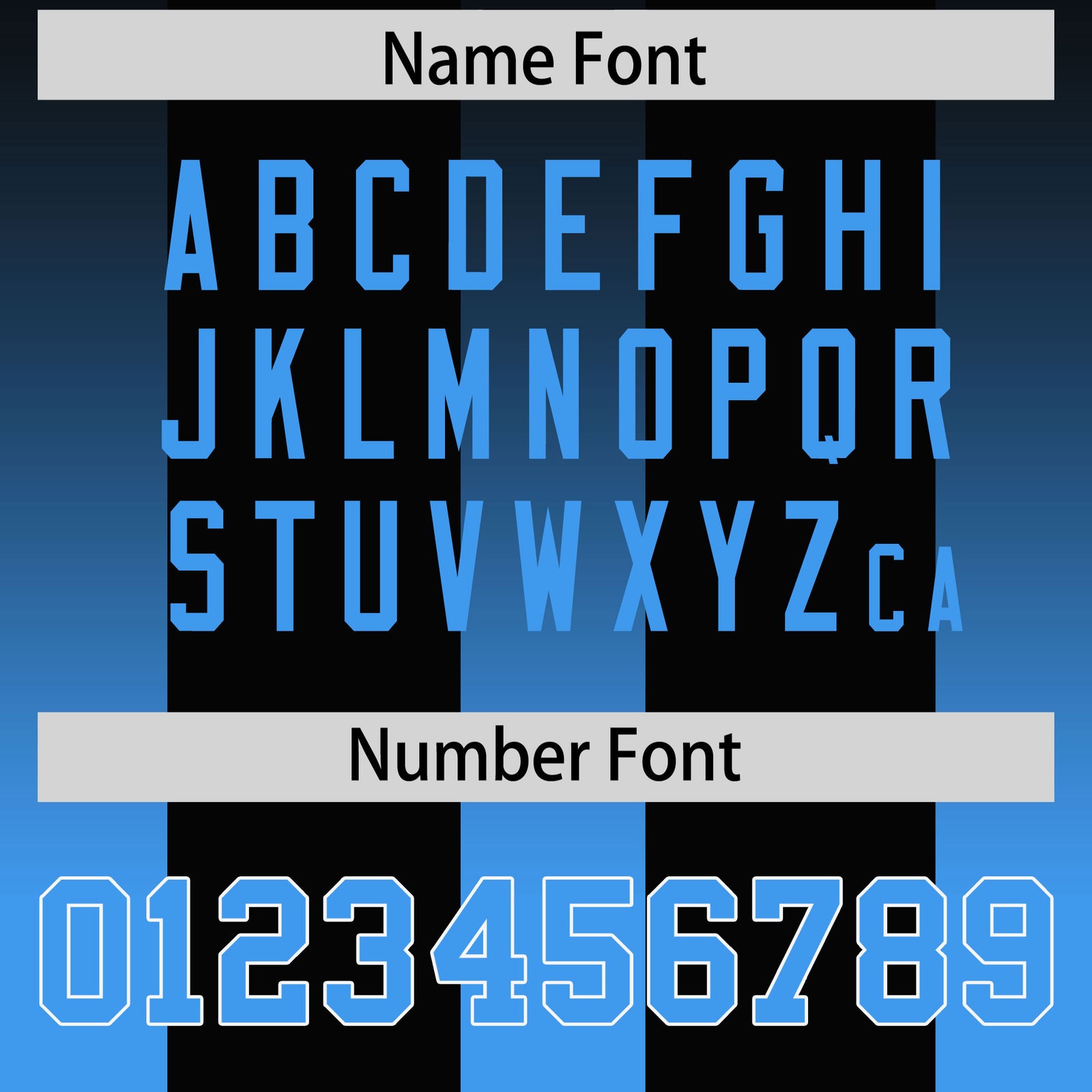 Custom Black Light Blue Vertical Width Stripe Gradient Fashion Personalized Team Football Jersey