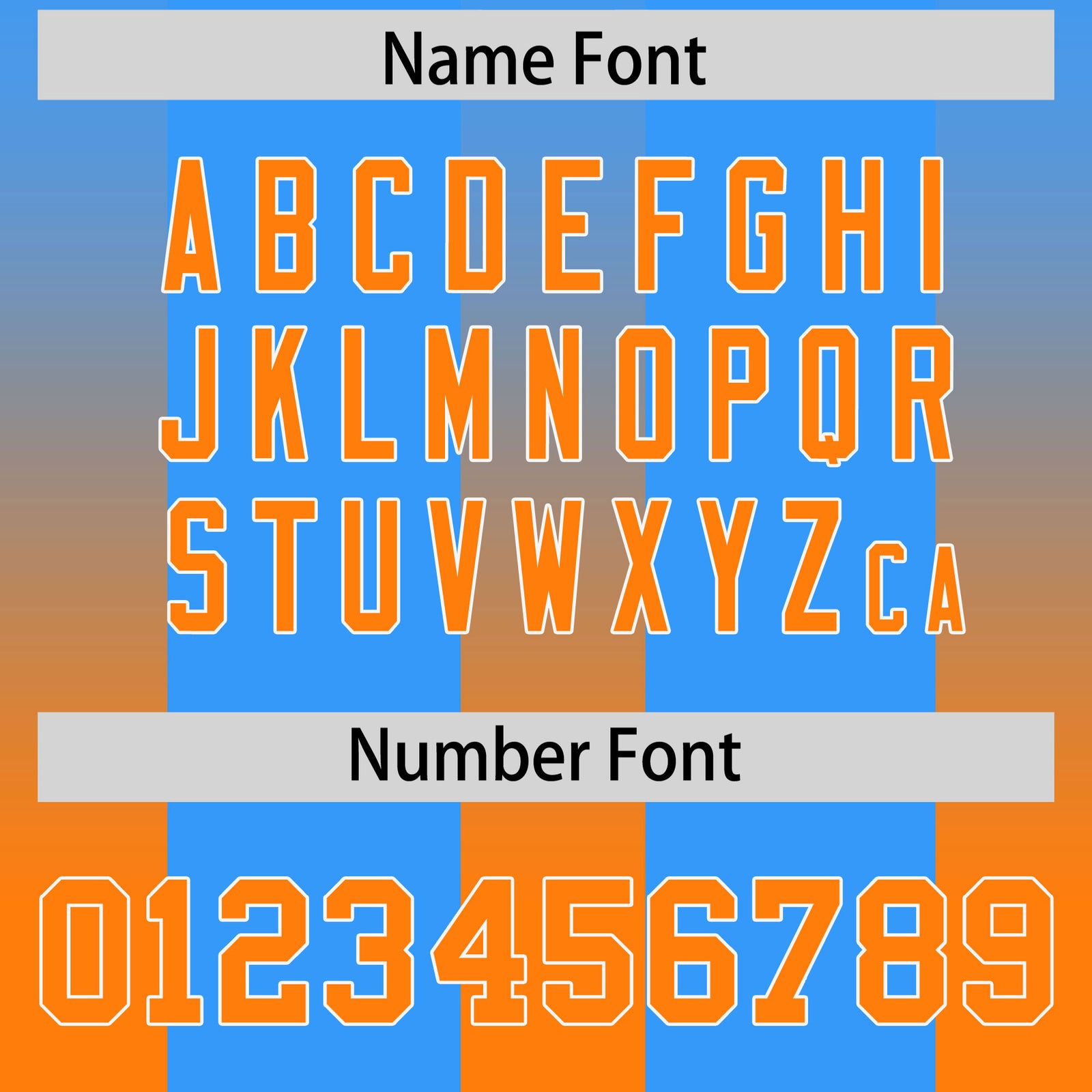 Custom Light Blue Orange Vertical Width Stripe Gradient Fashion Personalized Team Football Jersey