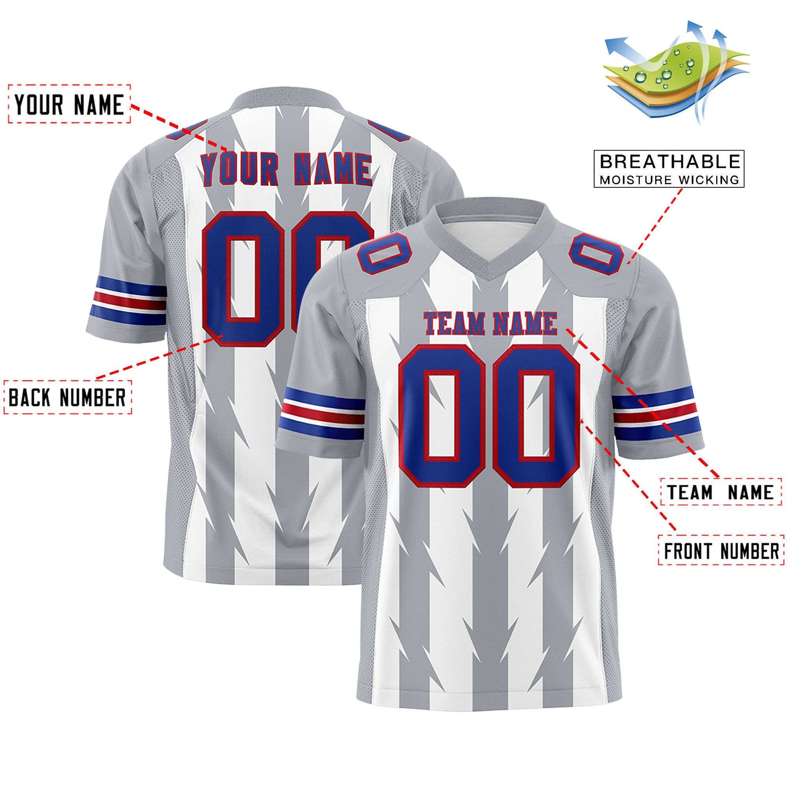 Custom White and Gray Graffiti Pattern Practice Flag Football Jerseys For Youth & Mens| KXKSHOP