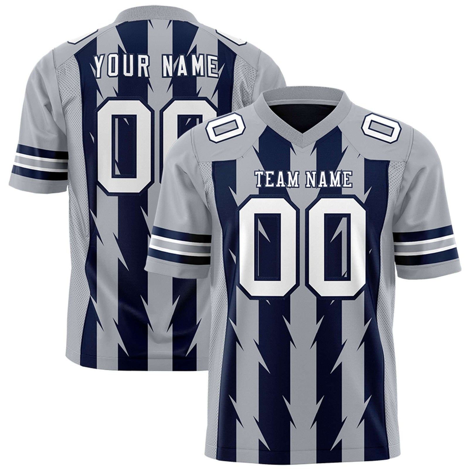 Custom Navy and Gray Graffiti Pattern Practice Flag Football Jerseys For Youth & Mens| KXKSHOP