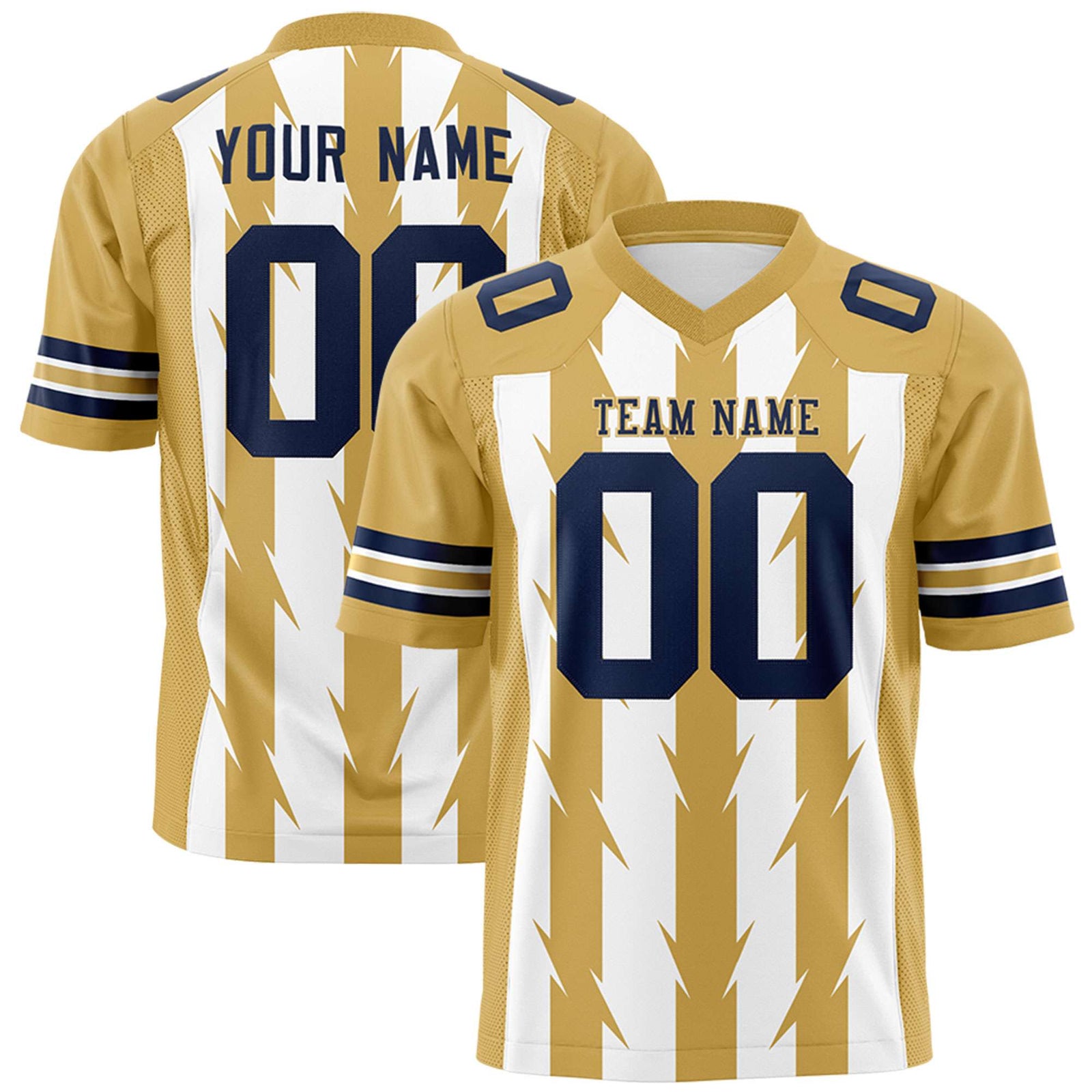 Custom White and Old Gold Graffiti Pattern Practice Flag Football Jerseys For Youth & Mens| KXKSHOP