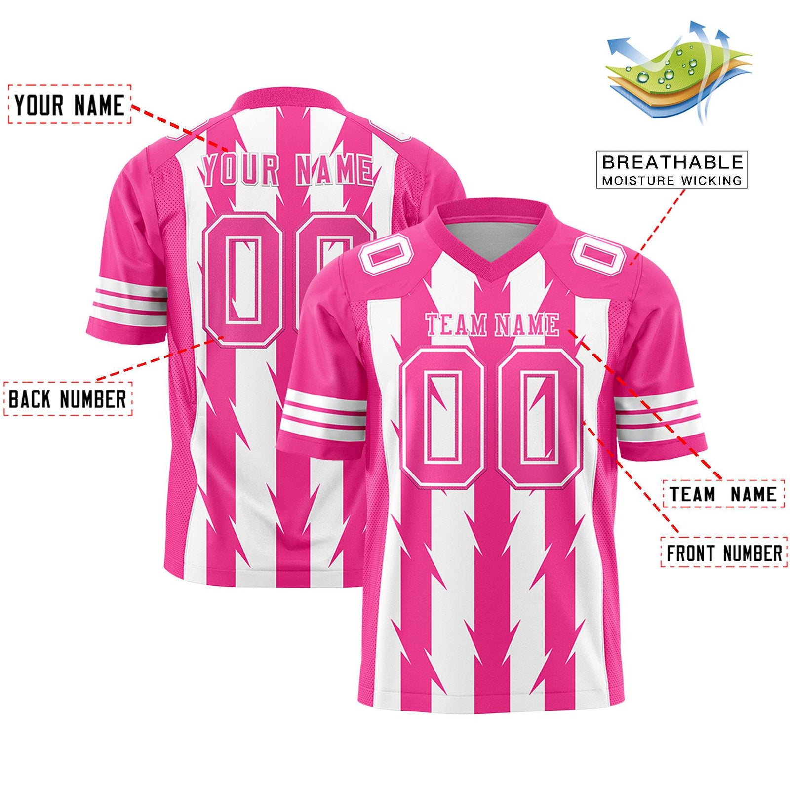Custom White and Pink Graffiti Pattern Practice Flag Football Jerseys For Youth & Mens| KXKSHOP
