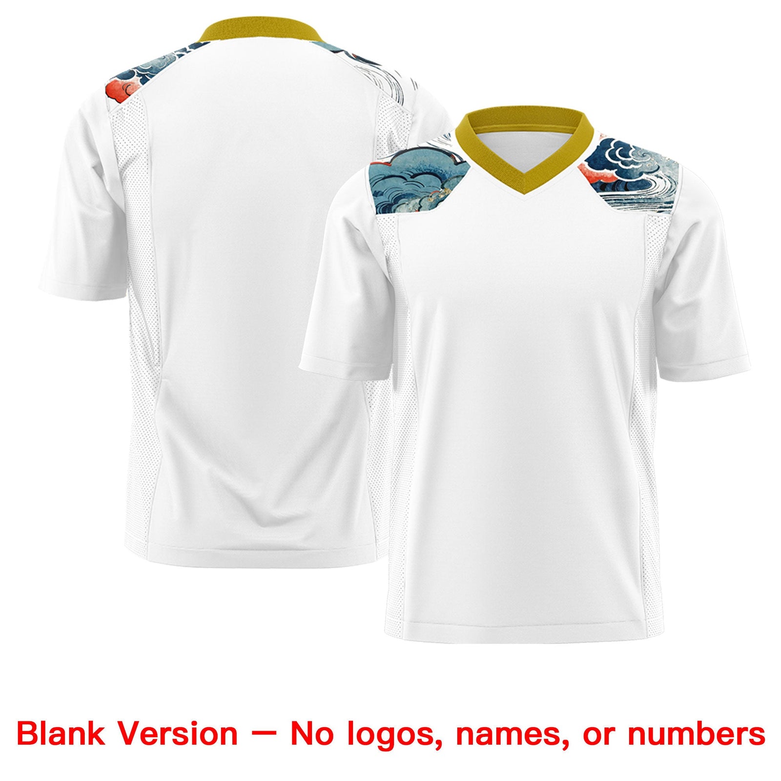 Custom Old Gold White Ukiyo-e Auspicious Clouds Graffiti Pattern Football Jersey | For Men,For Women | KXKSHOP