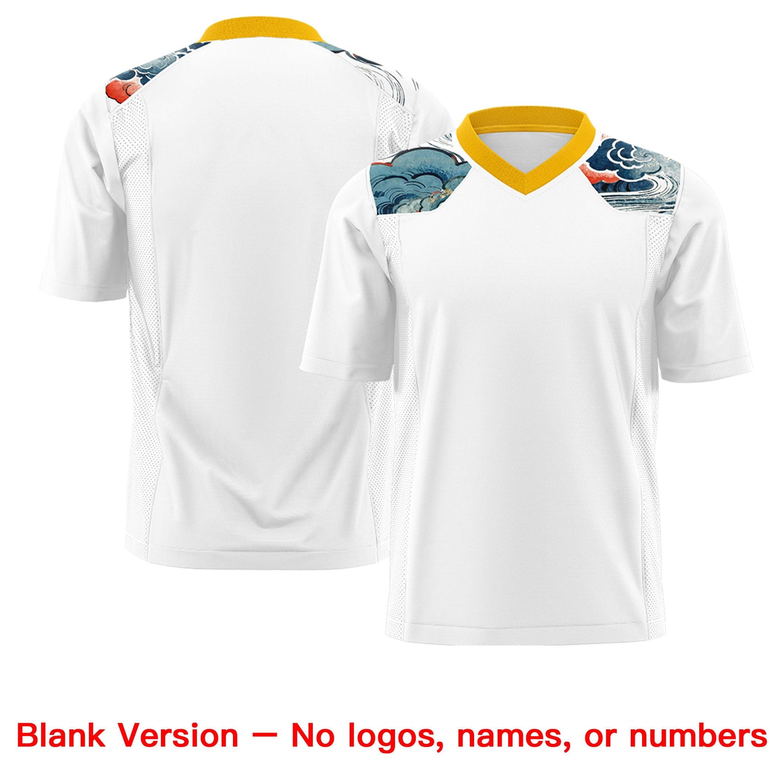 Custom Yellow White Ukiyo-e Auspicious Clouds Graffiti Pattern Football Jersey | For Men,For Women | KXKSHOP