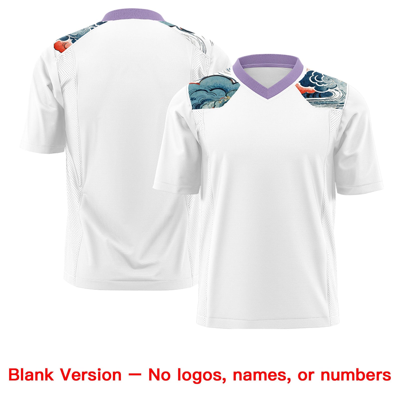 Custom Light Purple White Ukiyo-e Auspicious Clouds Graffiti Pattern Football Jersey | For Men,For Women | KXKSHOP