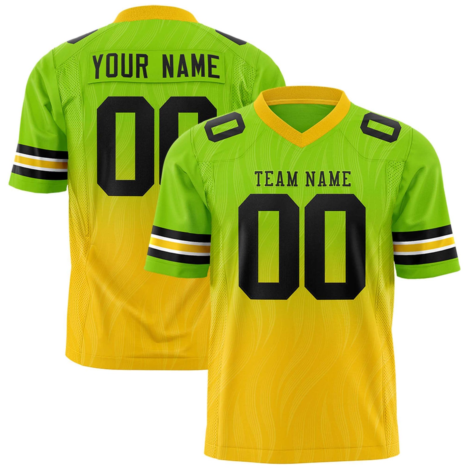 Custom Neon Green and Gold Customize Flag Football Jersey-7v7 Football Uniforms | KXKSHOP