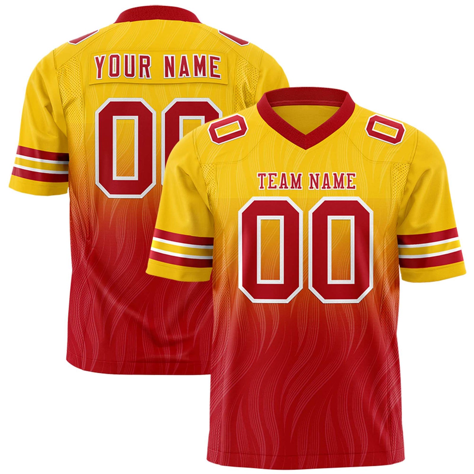 Custom Gold and Red Customize Flag Football Jersey-7v7 Football Uniforms | KXKSHOP