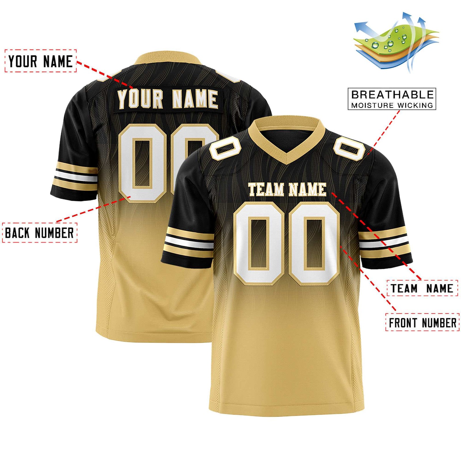 Custom Black and Khaki Customize Flag Football Jersey-7v7 Football Uniforms | KXKSHOP