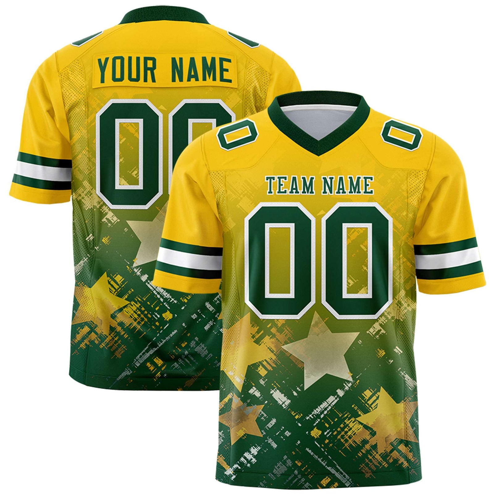 Custom Gold and Green Customize Flag Football Jersey - 7v7 Uniform| KXKSHOP