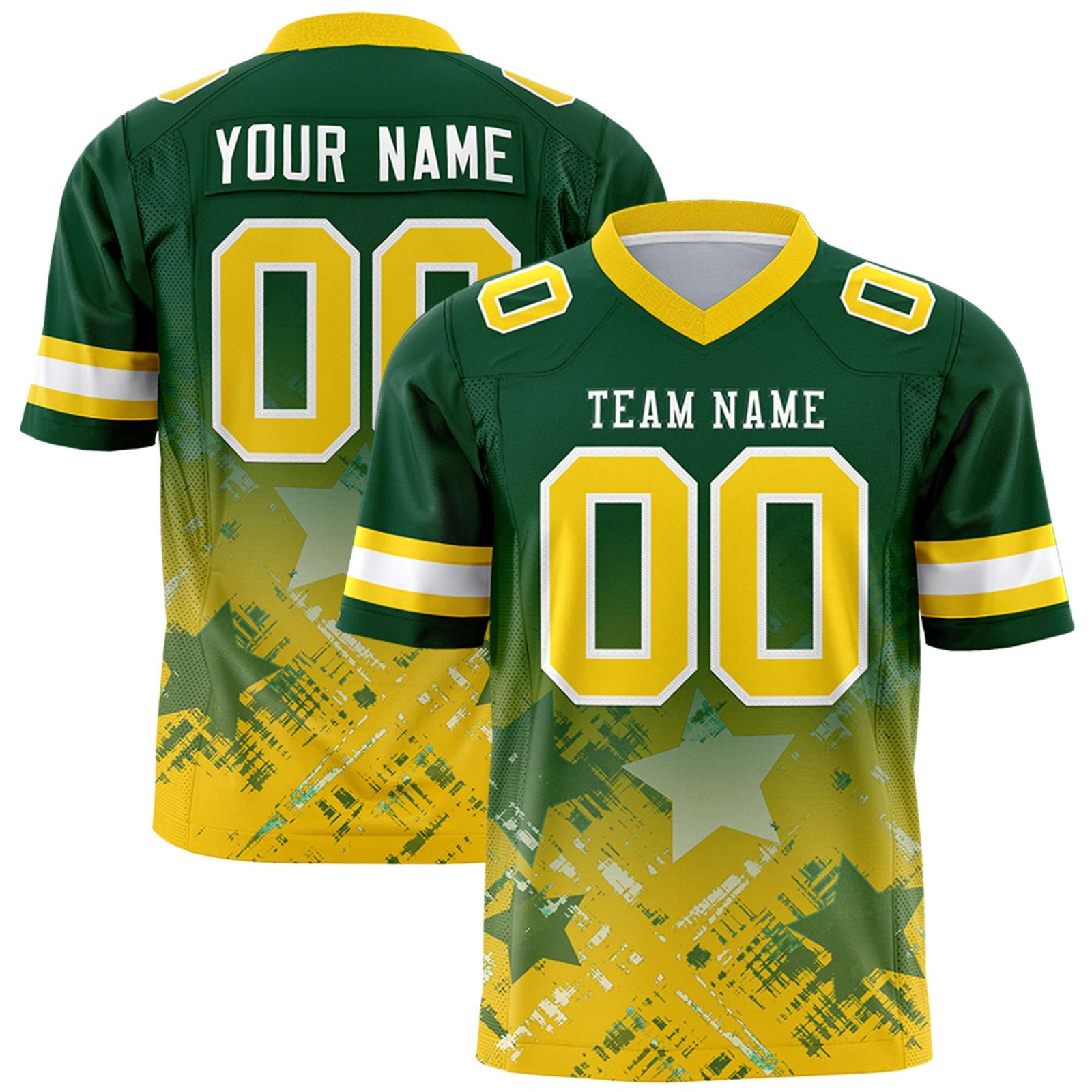 Custom Green and Gold Customize Flag Football Jersey - 7v7 Uniform| KXKSHOP
