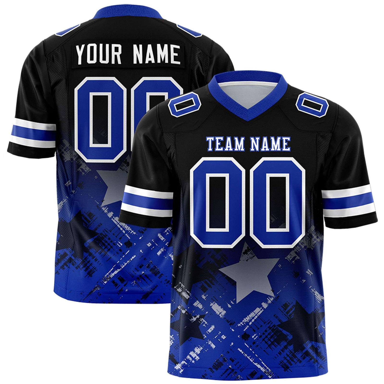 Custom Black and Royal Customize Flag Football Jersey - 7v7 Uniform| KXKSHOP