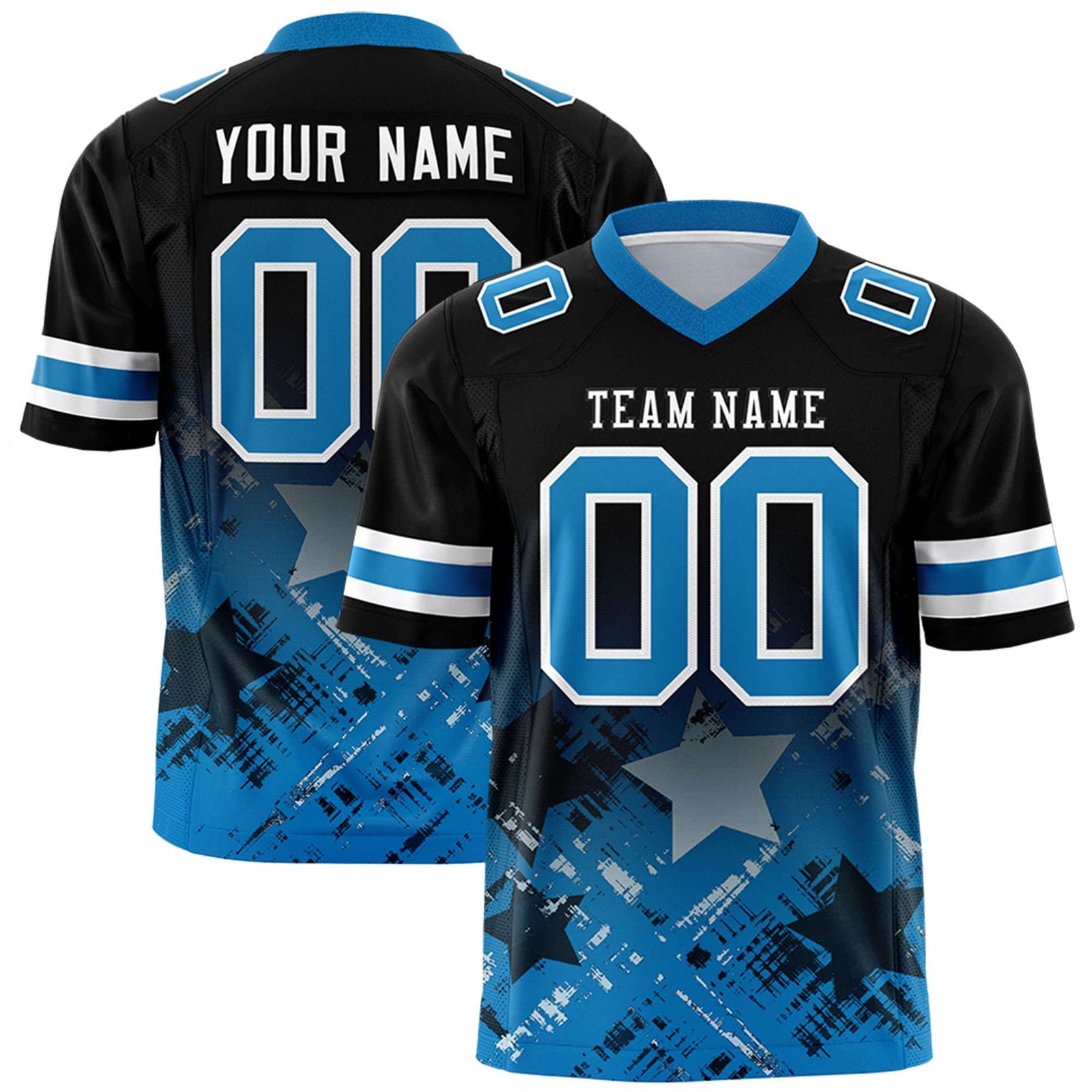 Custom Black and Panther Blue Customize Flag Football Jersey - 7v7 Uniform| KXKSHOP