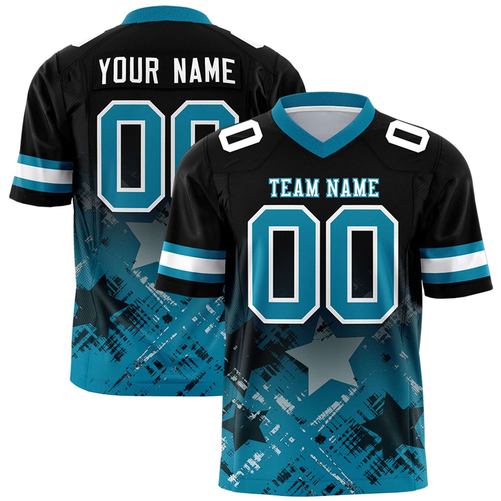 Custom Black and Aqua Customize Flag Football Jersey - 7v7 Uniform| KXKSHOP