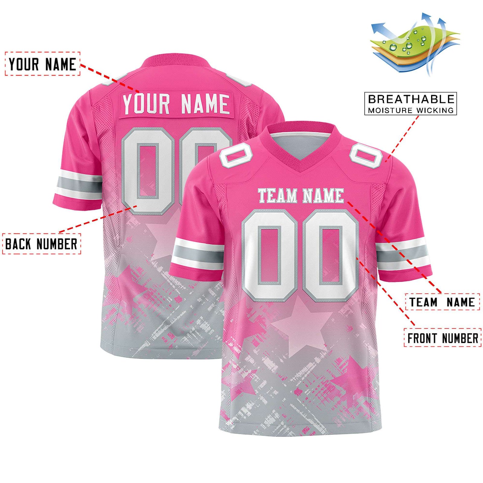 Custom Pink and Pink Customize Flag Football Jersey - 7v7 Uniform| KXKSHOP