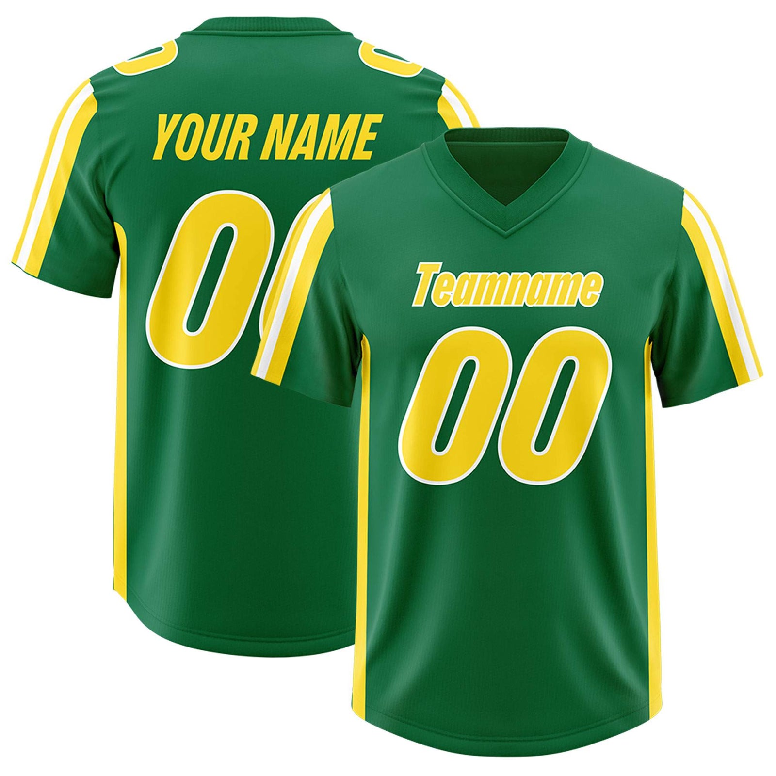 Custom Kelly Green Gold and White Side Stripe Pattern Authentic Football Jersey