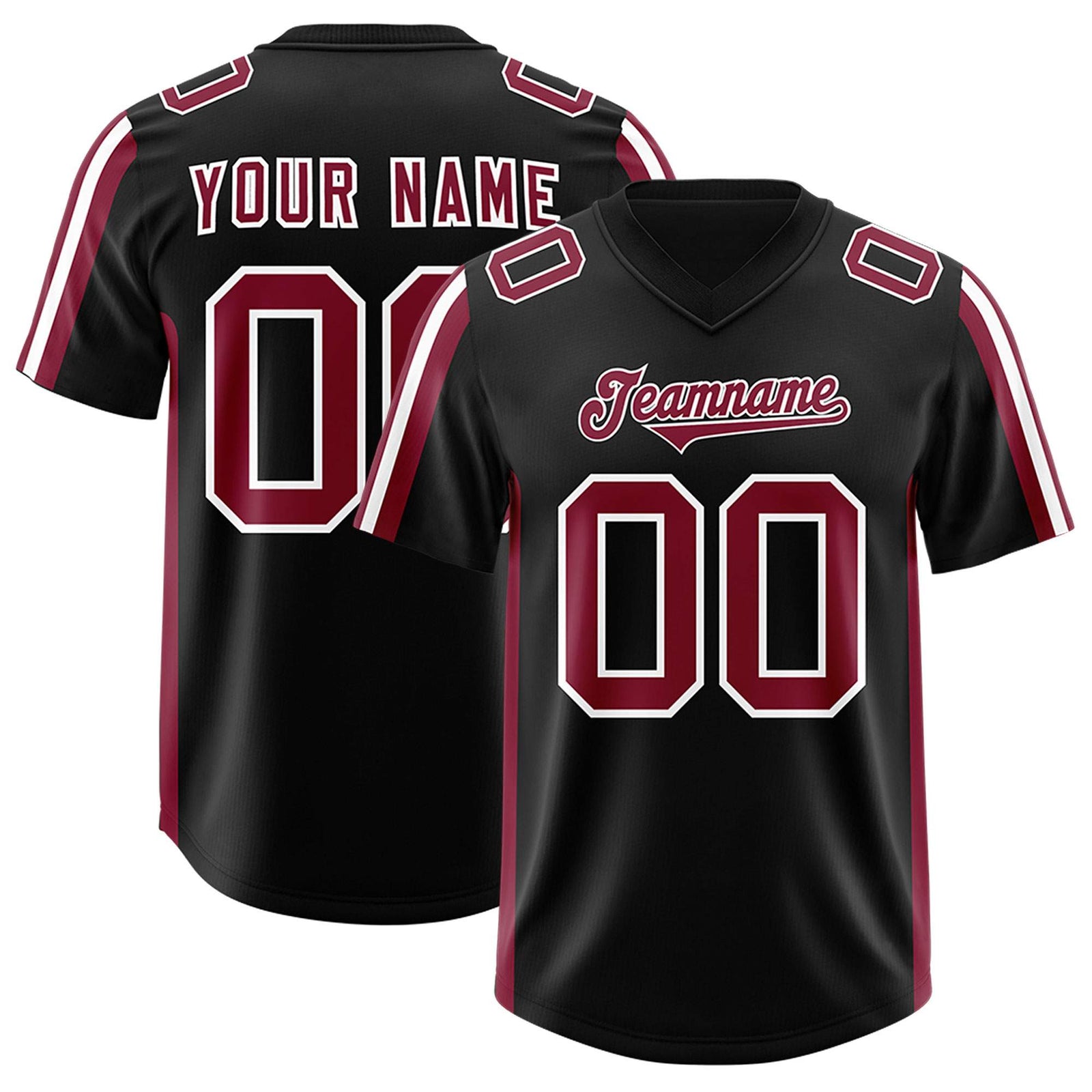 Custom Black Cardinal and White Side Stripe Pattern Authentic Football Jersey