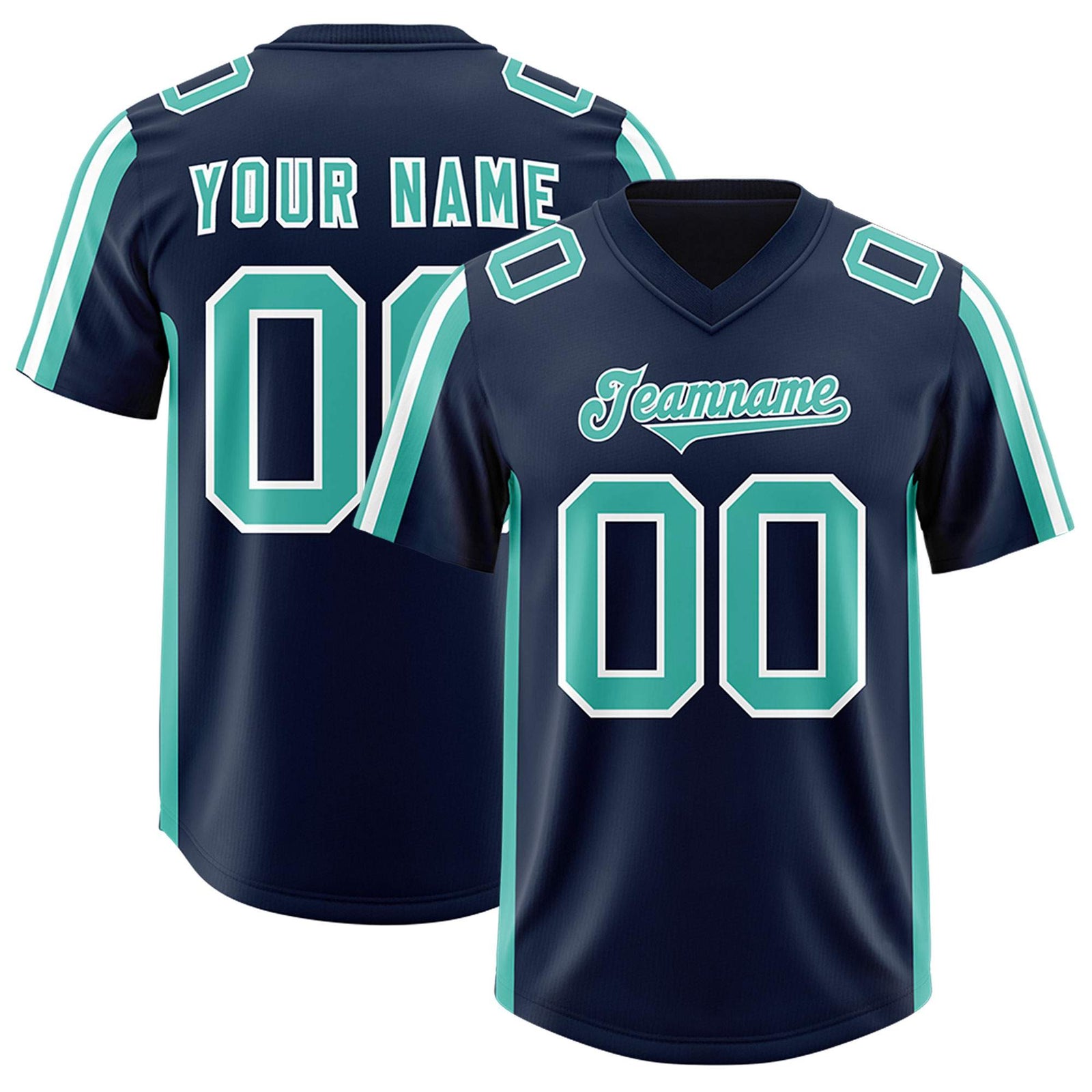 Custom Navy Bright Green and White Side Stripe Pattern Authentic Football Jersey