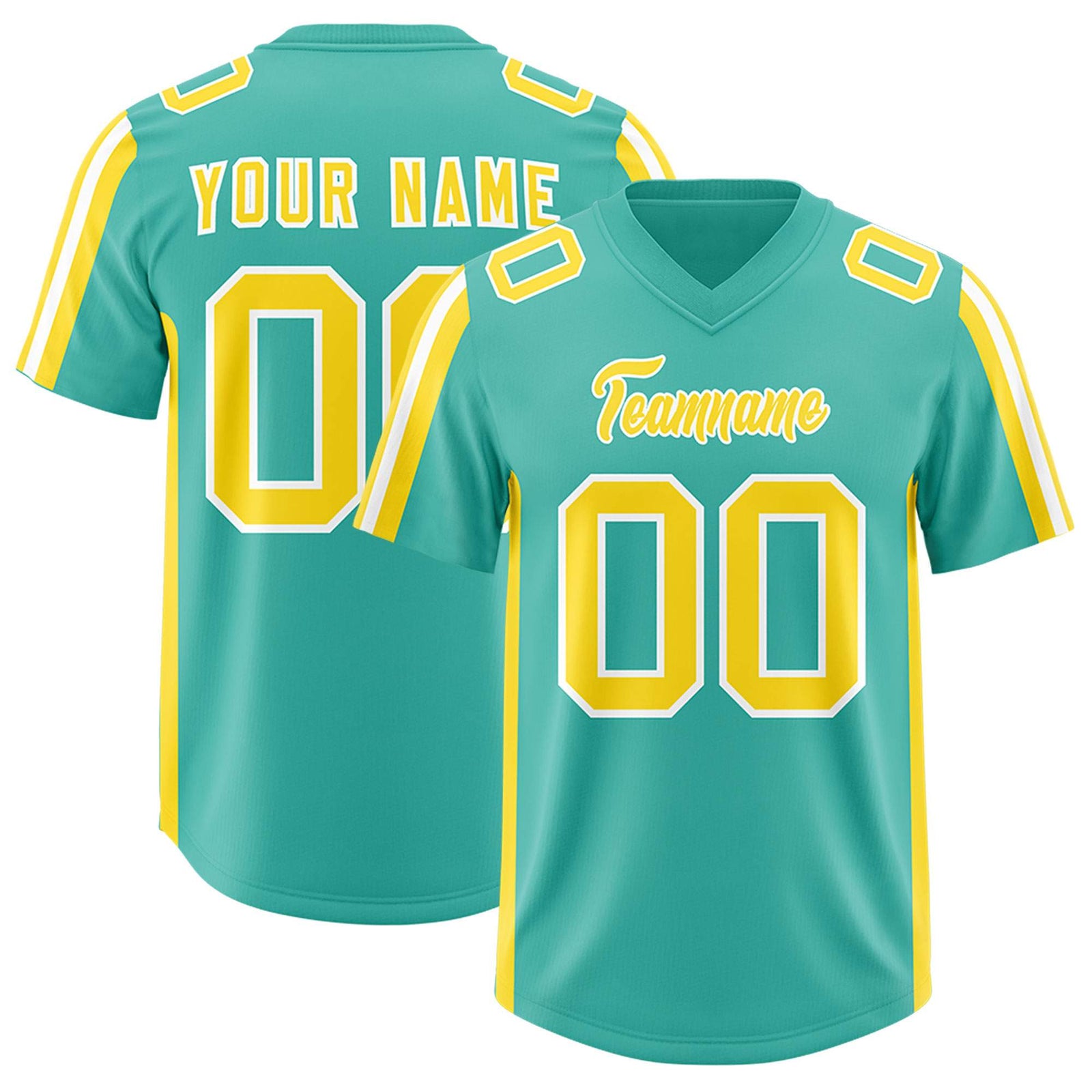 Custom Bright Green Gold and White Side Stripe Pattern Authentic Football Jersey