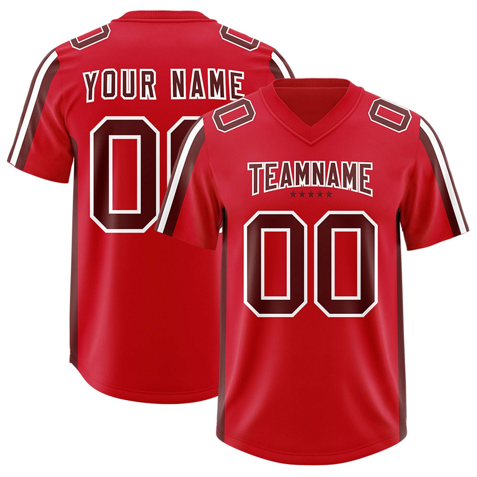 Custom Red Cardinal and White Side Stripe Pattern Authentic Football Jersey