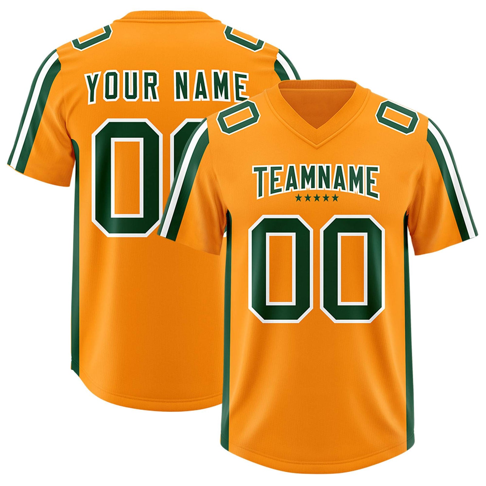 Custom Orange Green and White Side Stripe Pattern Authentic Football Jersey