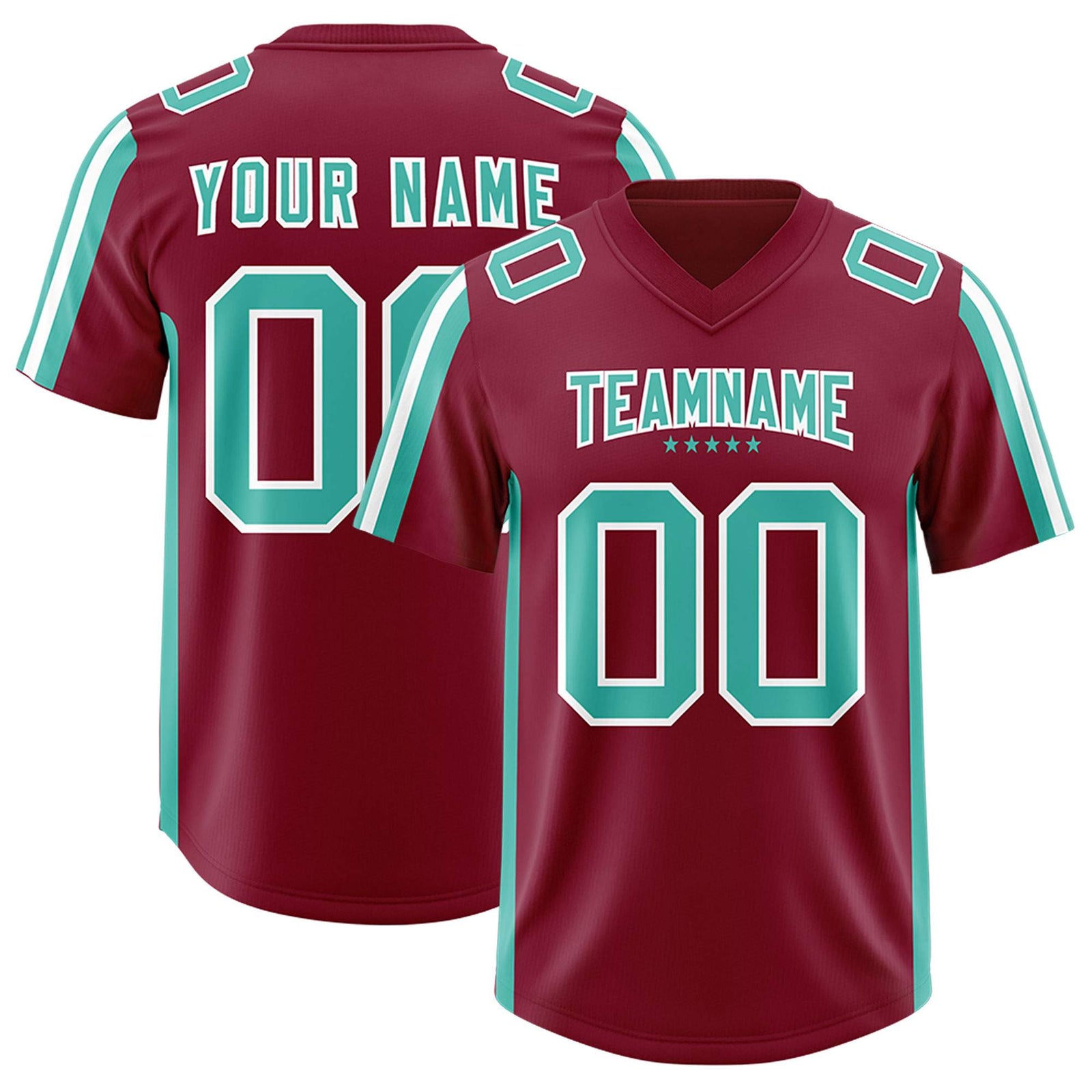 Custom Crimson Bright Green and White Side Stripe Pattern Authentic Football Jersey