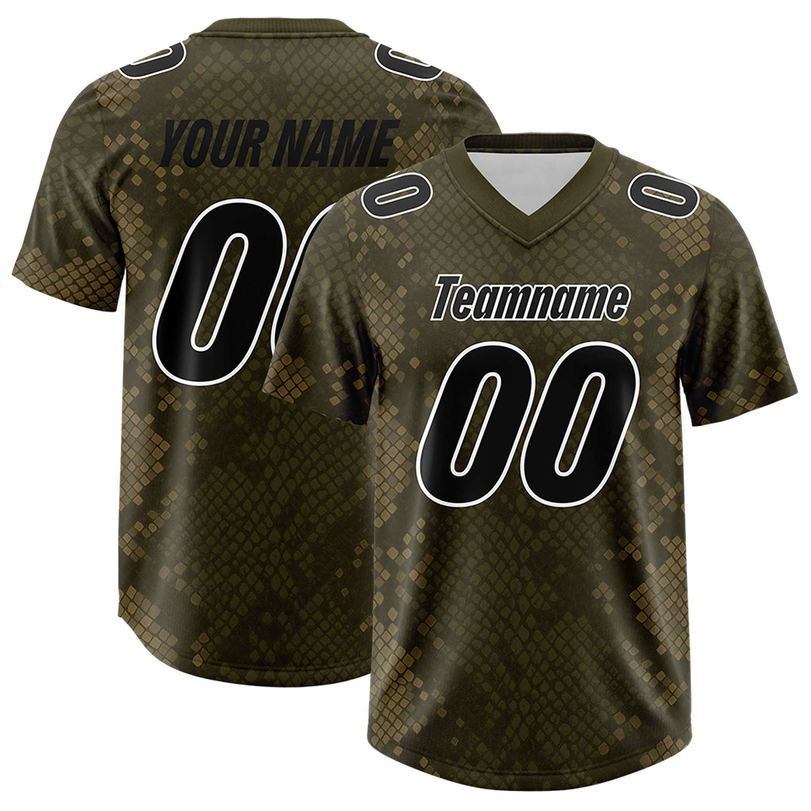 Custom Olive Personalized Snakeskin Graffiti Pattern Authentic Football Jersey