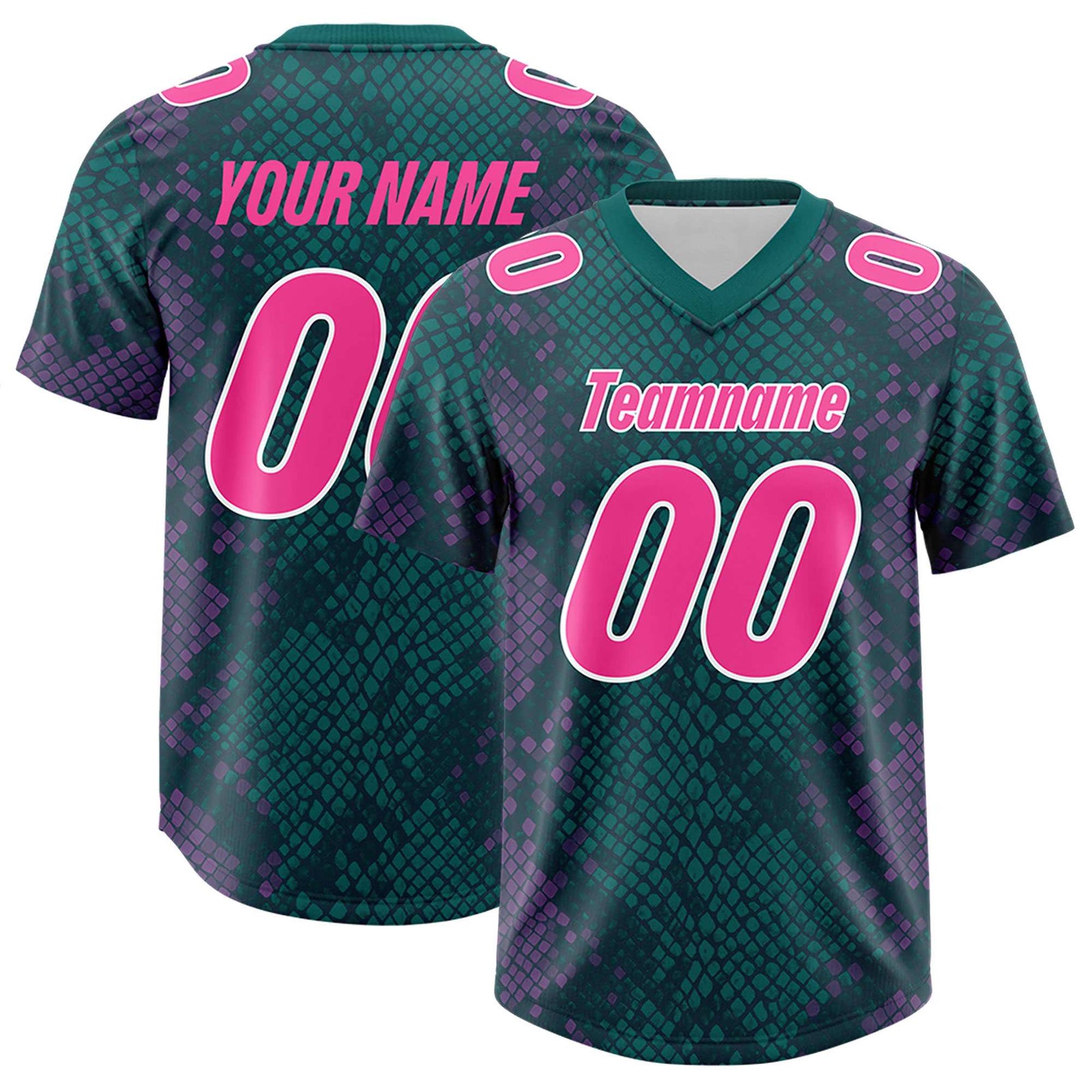 Custom Aqua Personalized Snakeskin Graffiti Pattern Authentic Football Jersey