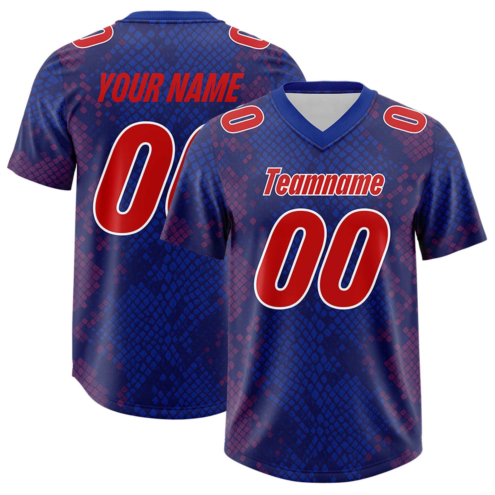 Custom Royal Personalized Snakeskin Graffiti Pattern Authentic Football Jersey