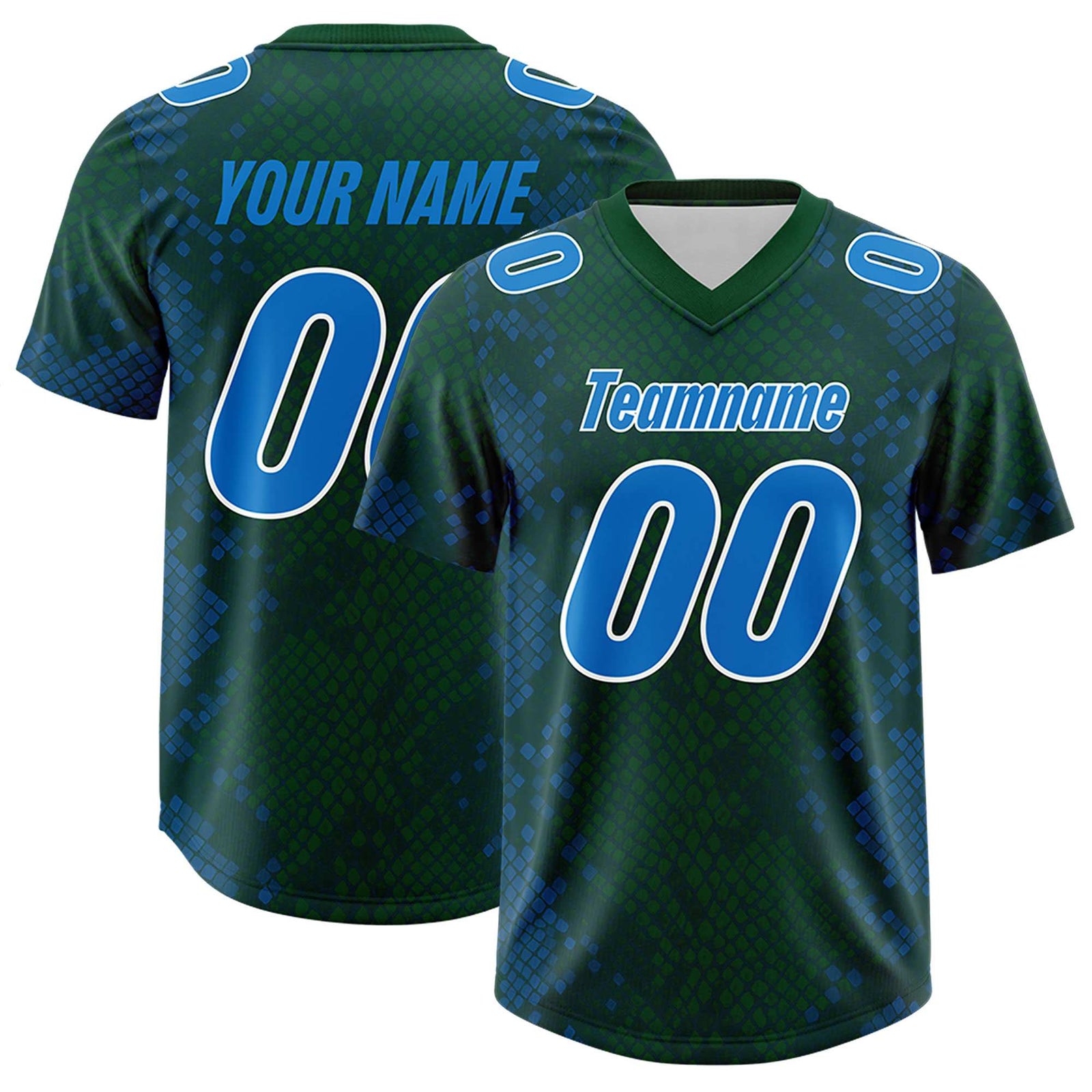 Custom Green Personalized Snakeskin Graffiti Pattern Authentic Football Jersey