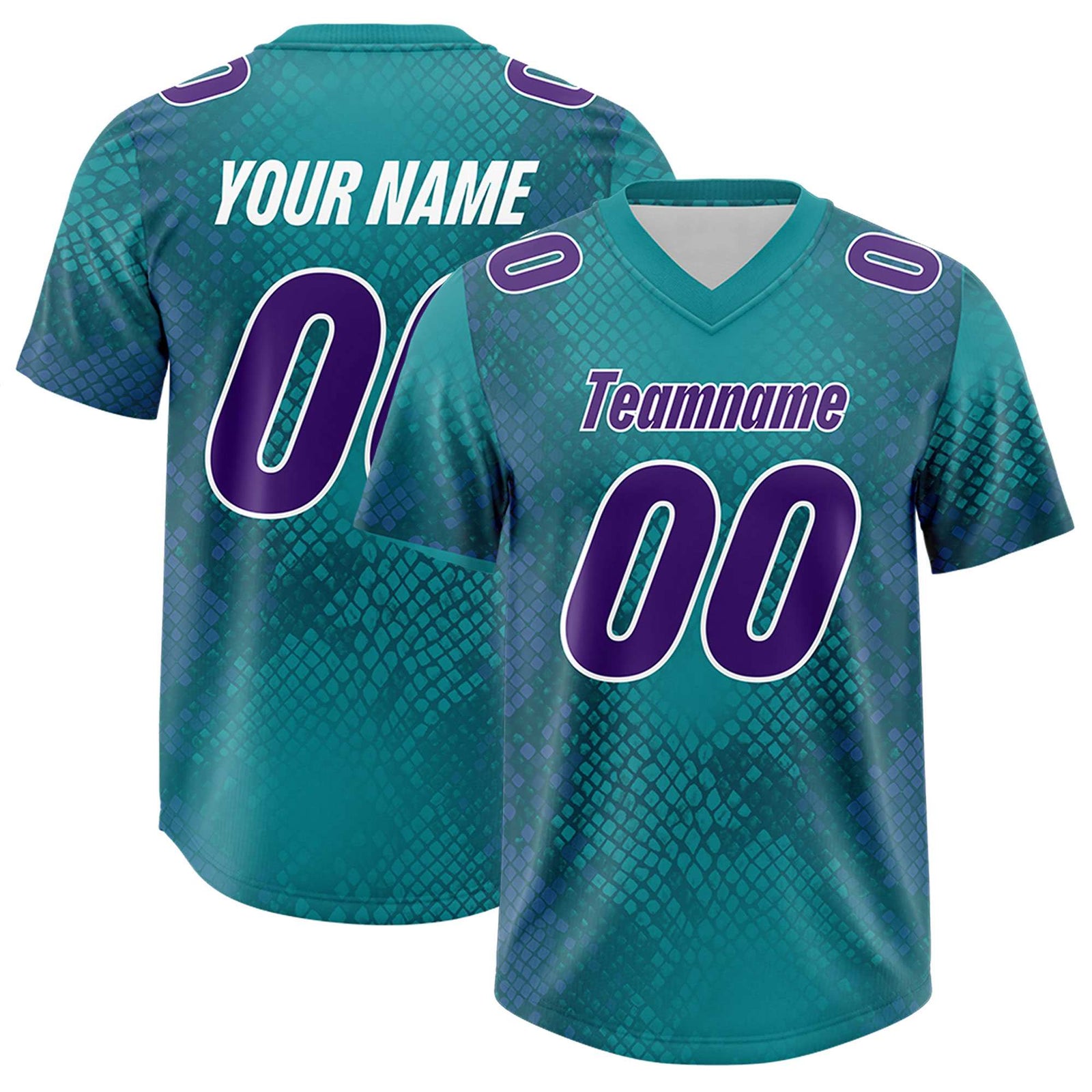 Custom Aqua Personalized Snakeskin Graffiti Pattern Authentic Football Jersey