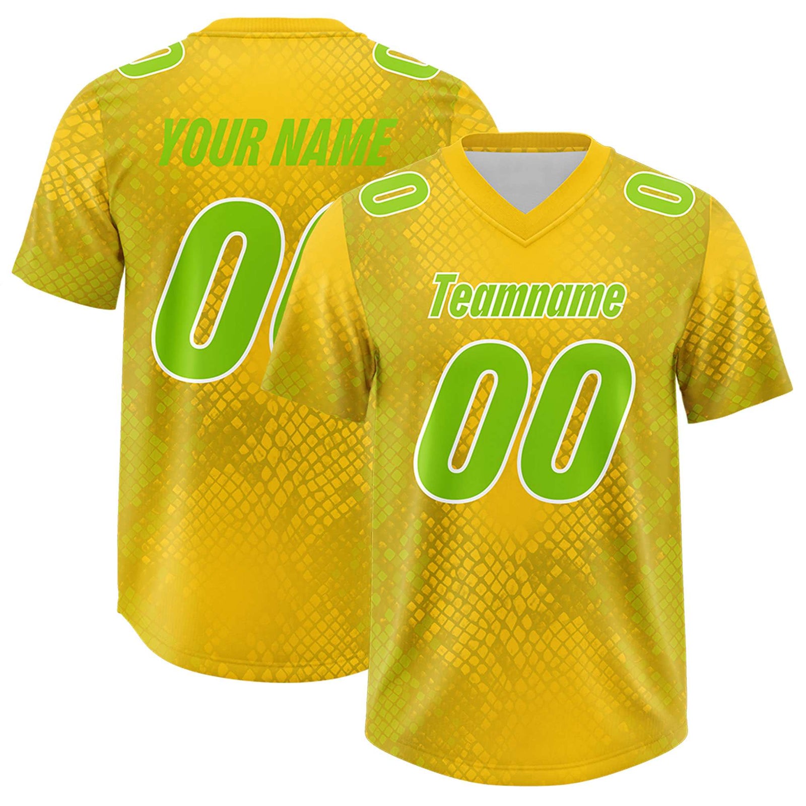 Custom Gold Personalized Snakeskin Graffiti Pattern Authentic Football Jersey