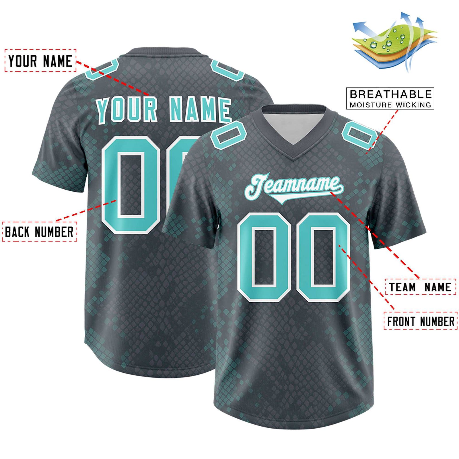 Custom Gray Personalized Snakeskin Graffiti Pattern Authentic Football Jersey