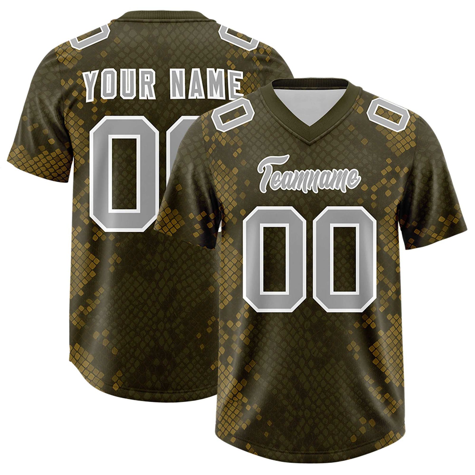 Custom Olive Personalized Snakeskin Graffiti Pattern Authentic Football Jersey