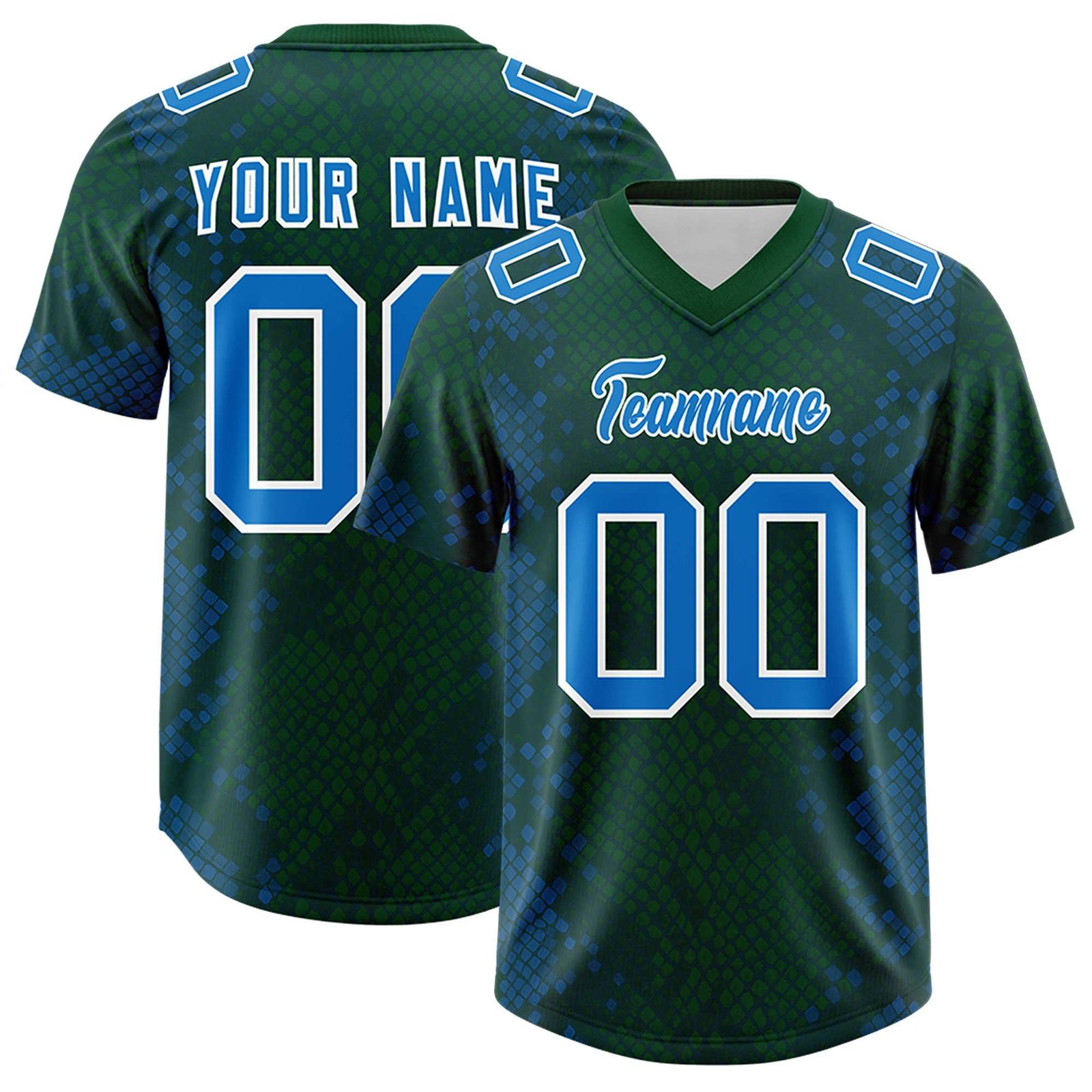 Custom Green Personalized Snakeskin Graffiti Pattern Authentic Football Jersey