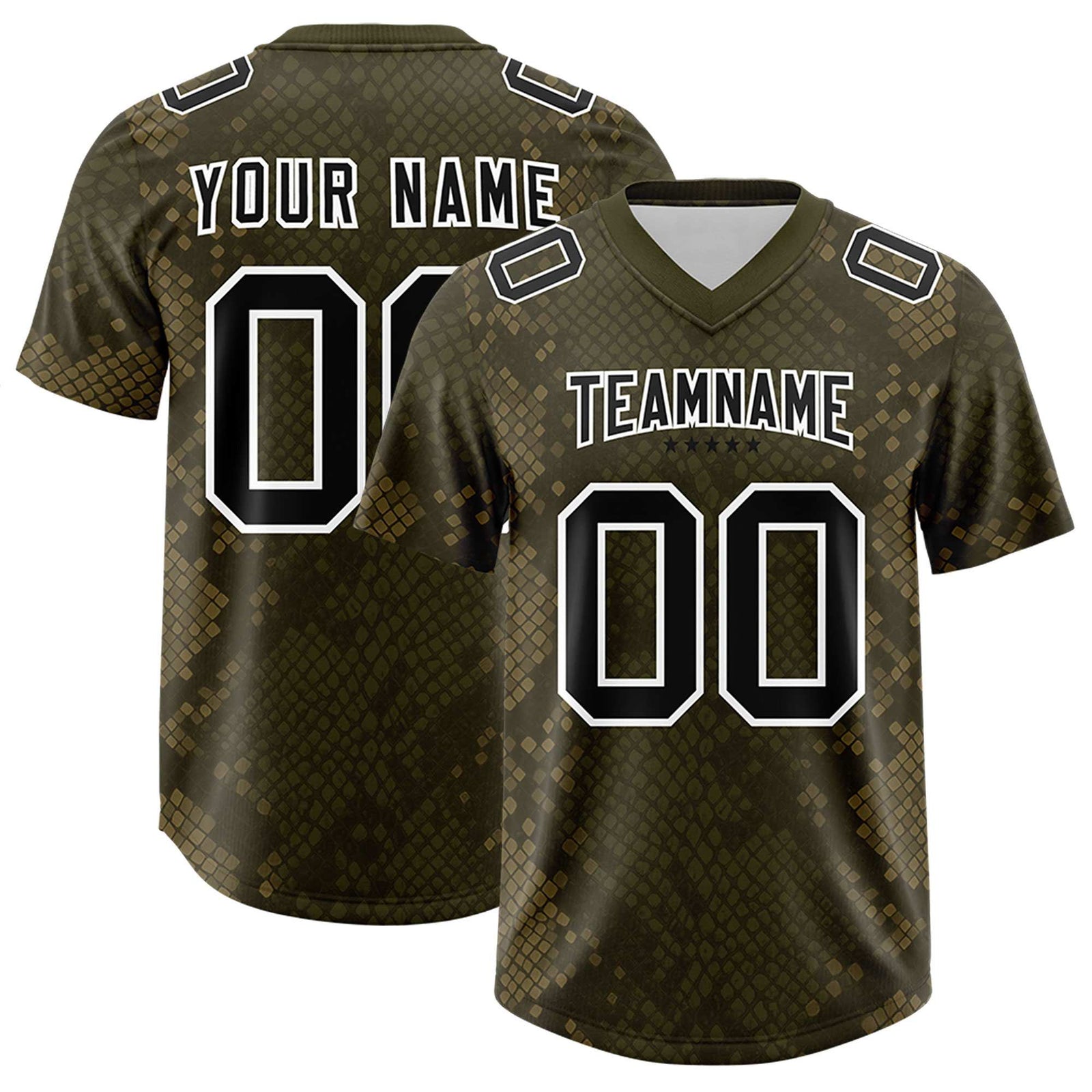 Custom Olive Personalized Snakeskin Graffiti Pattern Authentic Football Jersey