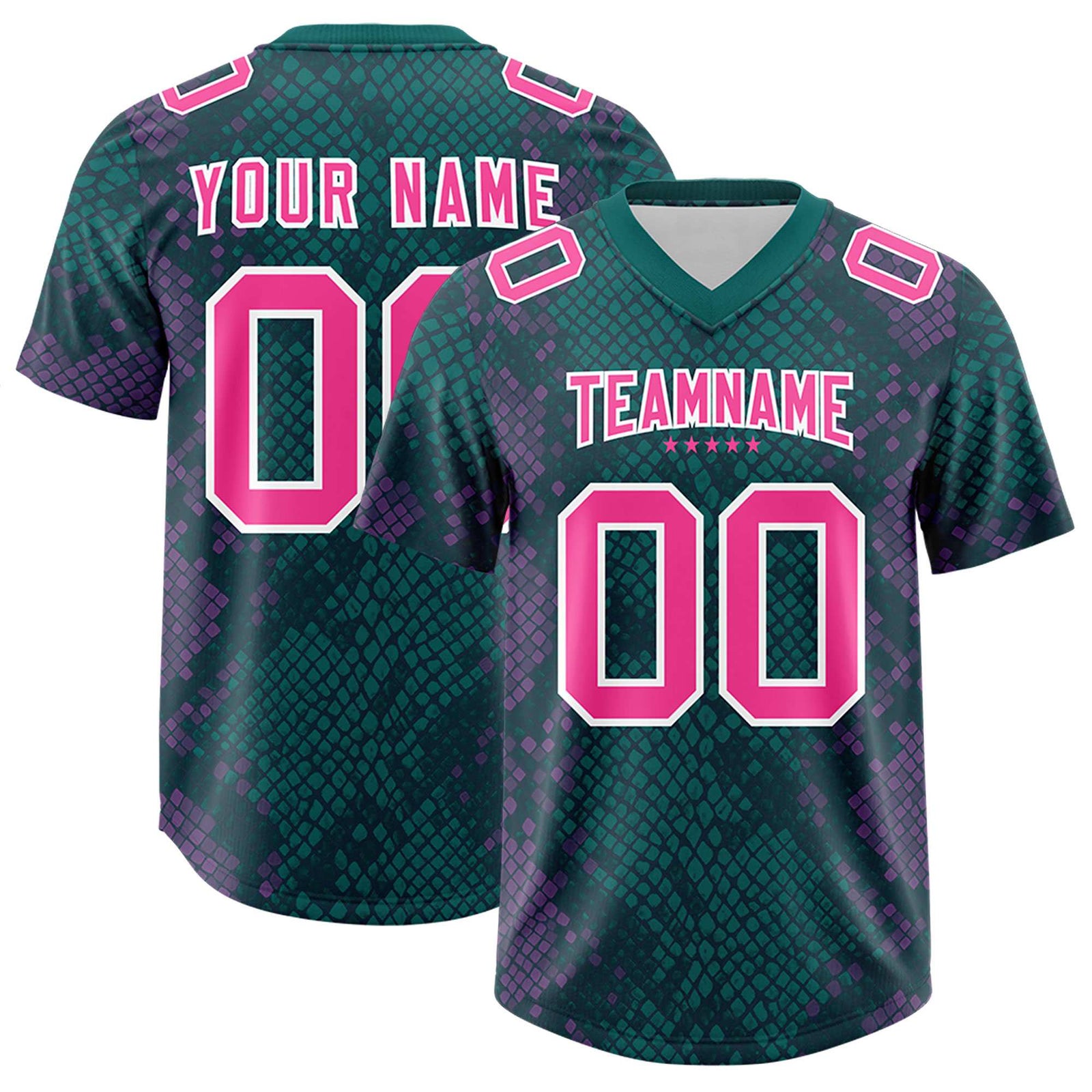 Custom Aqua Personalized Snakeskin Graffiti Pattern Authentic Football Jersey