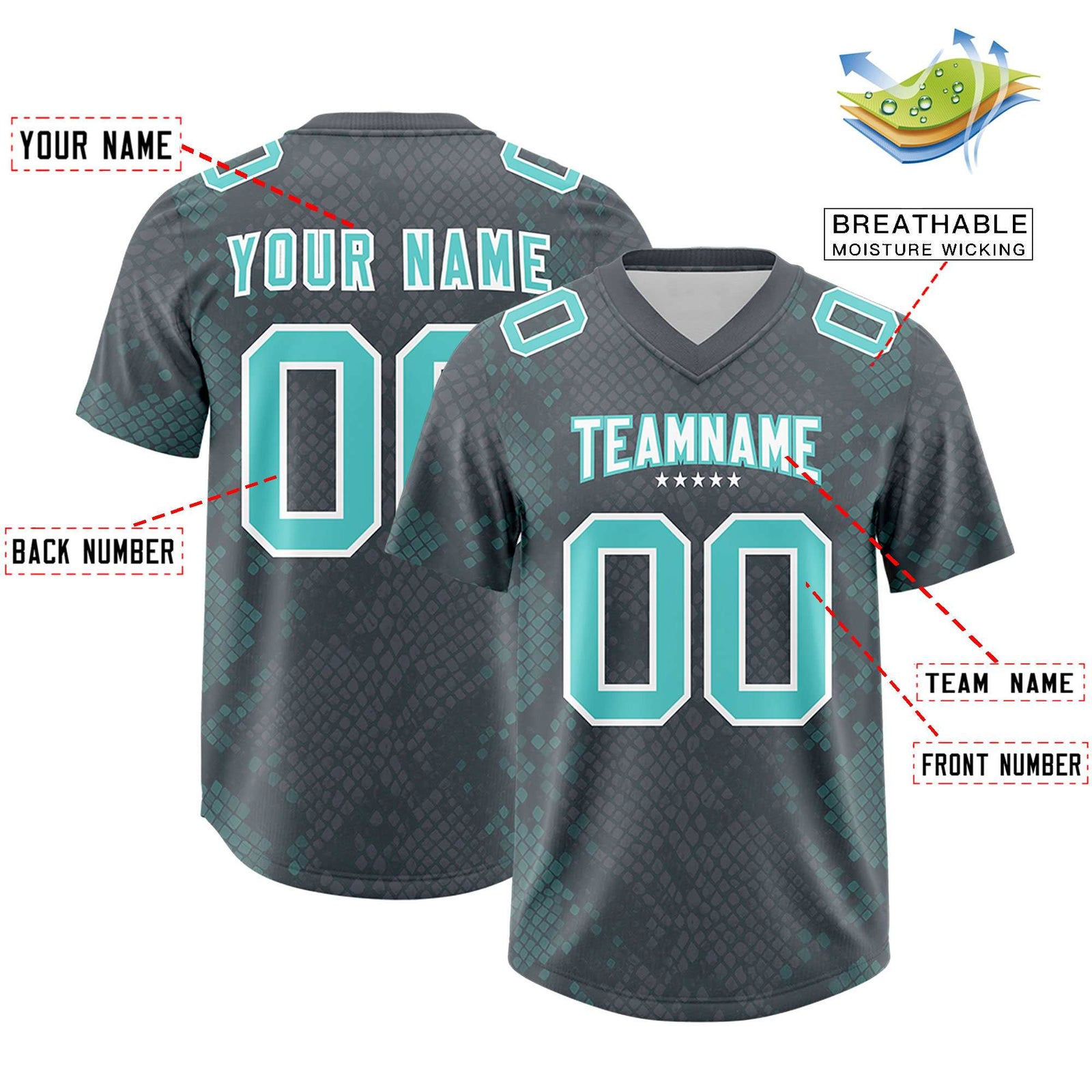 Custom Gray Personalized Snakeskin Graffiti Pattern Authentic Football Jersey