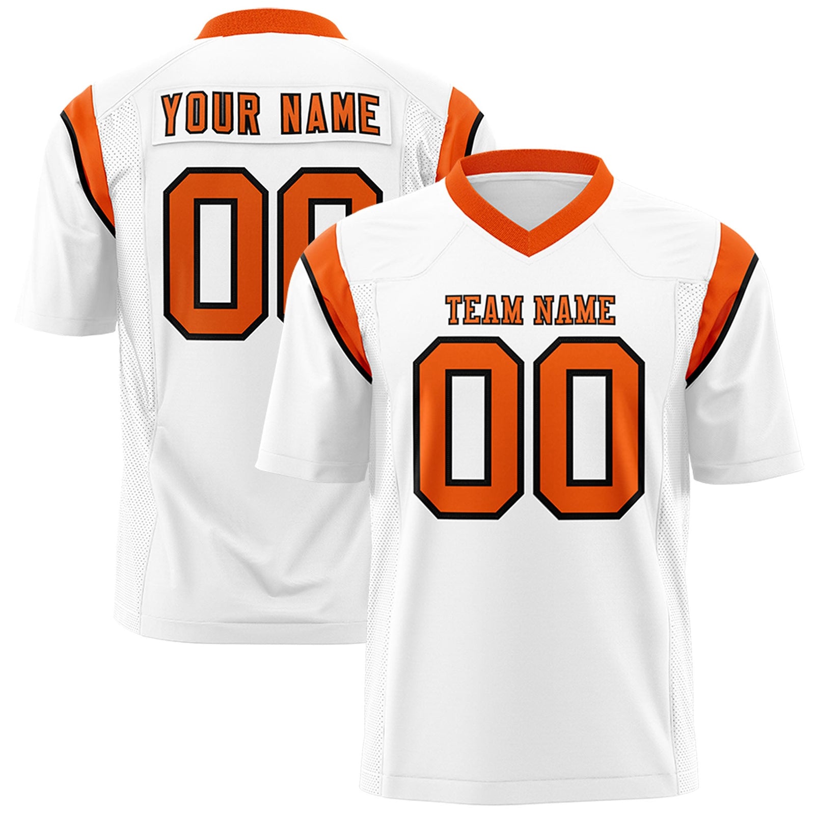 Custom Flag Football Jersey | White Orange Color Block For Youth & Men | Add Name, Number & Logo | KXKSHOP
