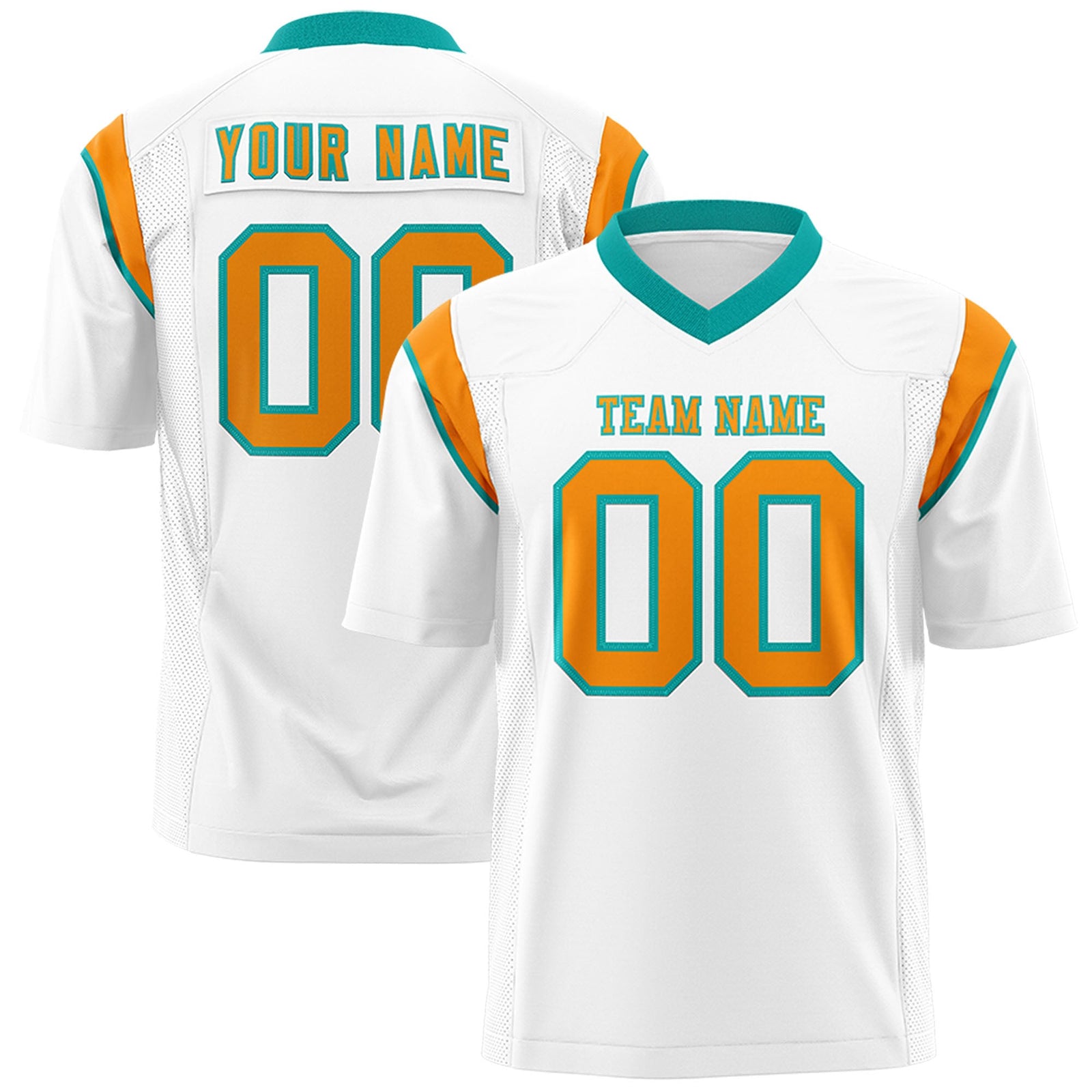 Custom Flag Football Jersey | White Gold Orange Color Block For Youth & Men | Add Name, Number & Logo | KXKSHOP