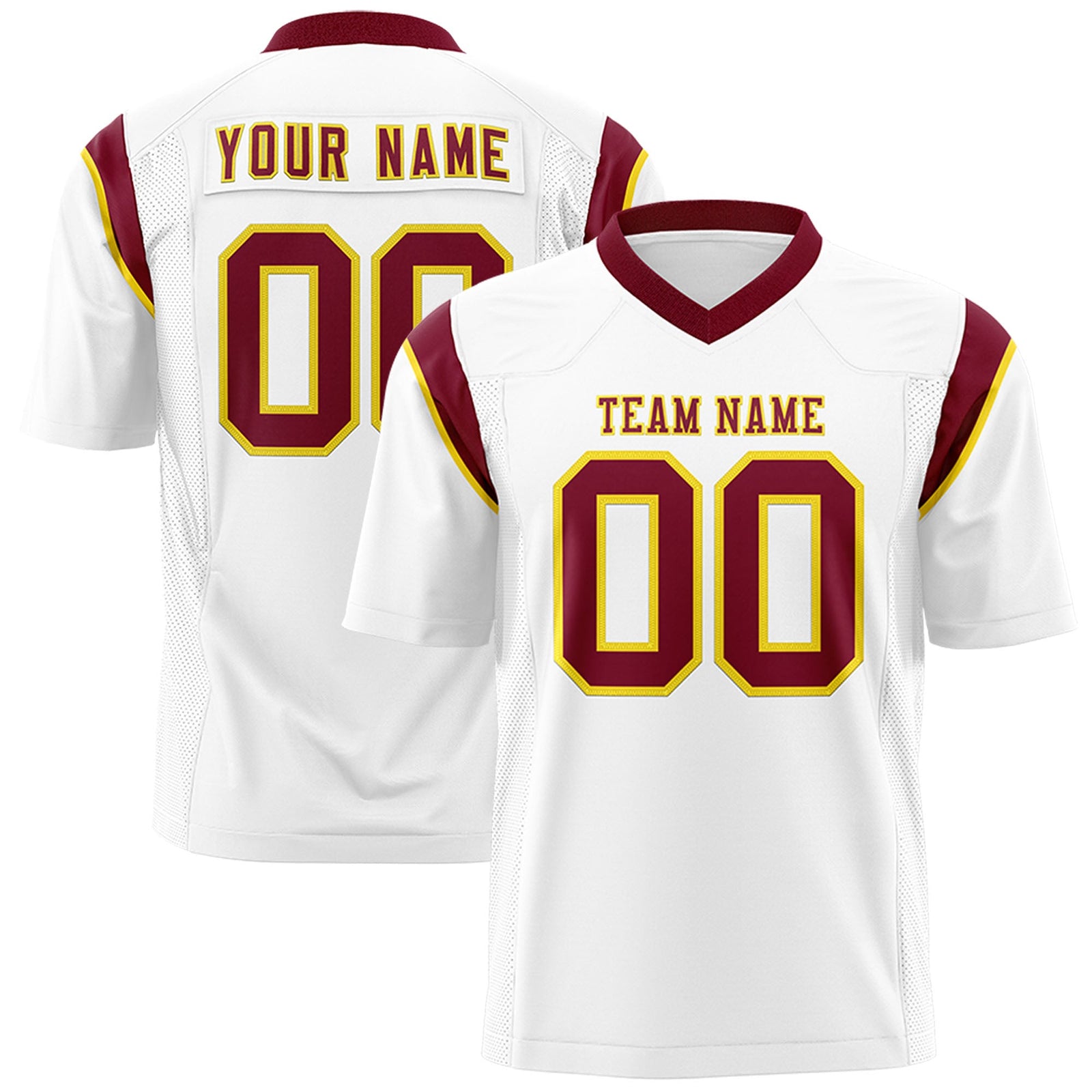 Custom Flag Football Jersey | White Cardinal Color Block For Youth & Men | Add Name, Number & Logo | KXKSHOP